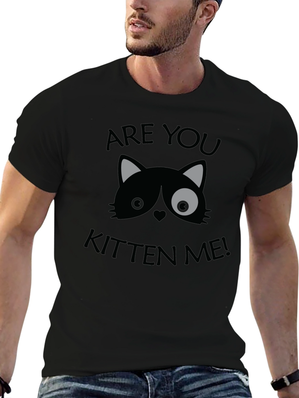 Are You Kitten Me! Graphic Print Crew Neck T-Shirt