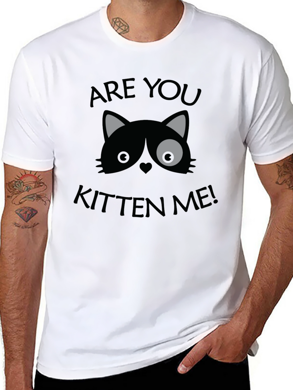 Are You Kitten Me! Graphic Print Crew Neck T-Shirt