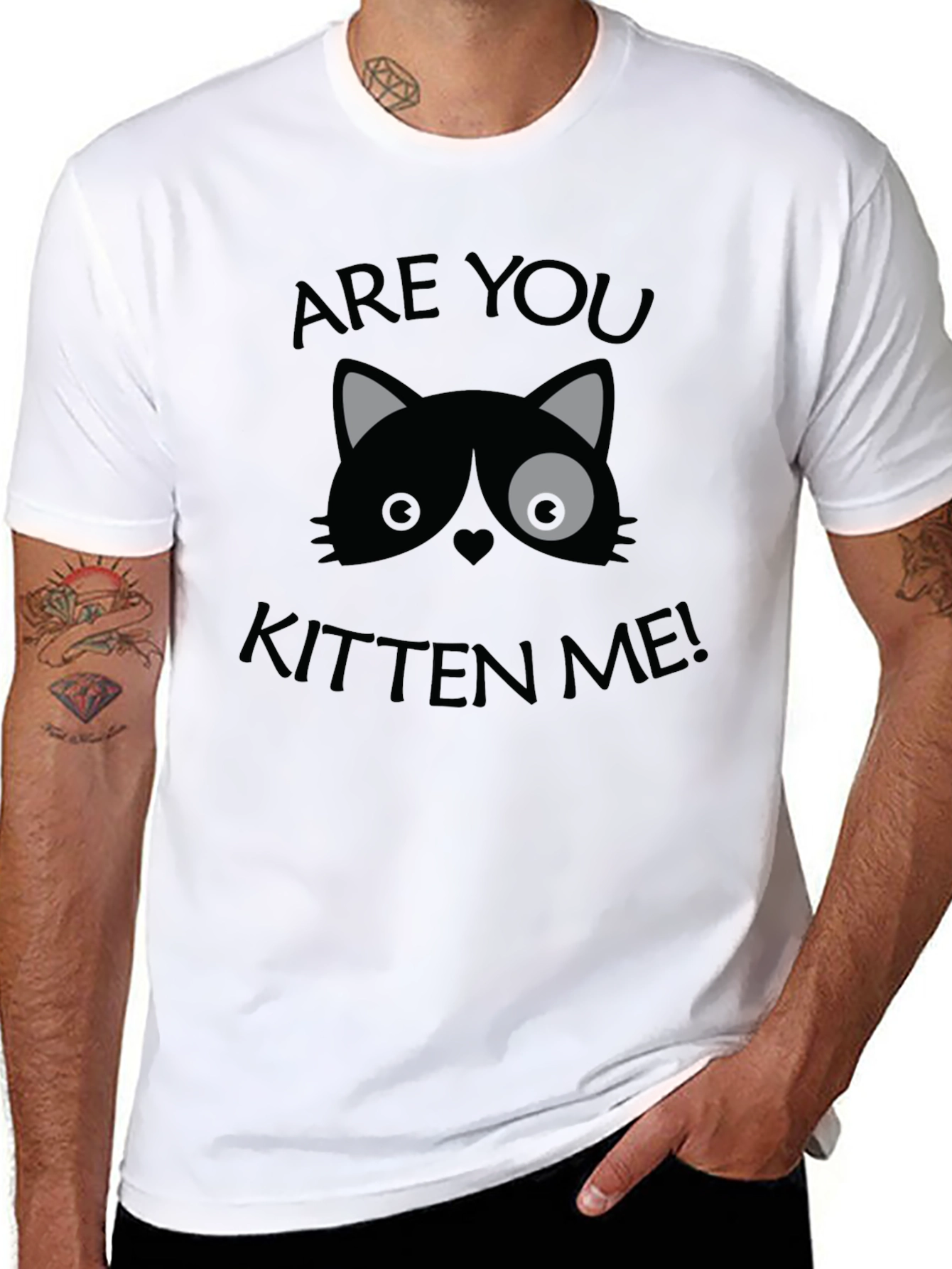 Are You Kitten Me! Graphic Print Crew Neck T-Shirt
