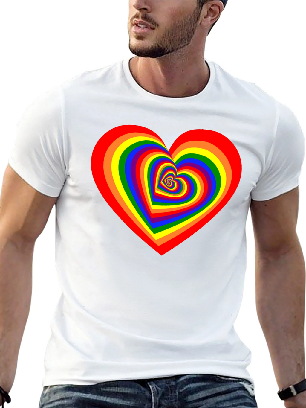 Rainbow Heart Graphic Black T-Shirt