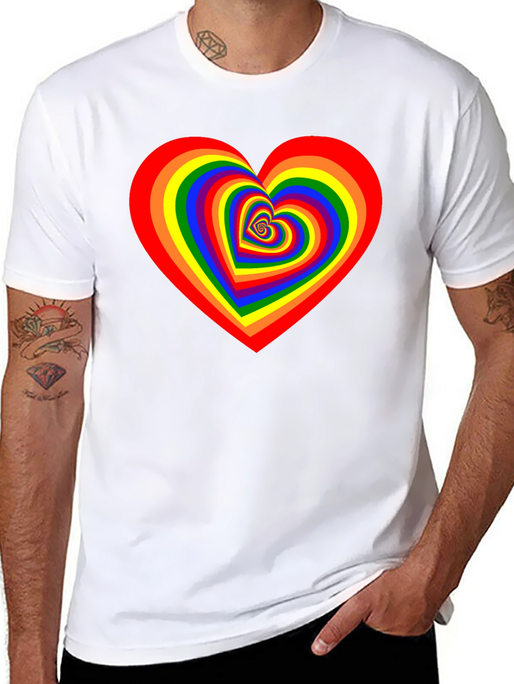 Rainbow Heart Graphic Black T-Shirt
