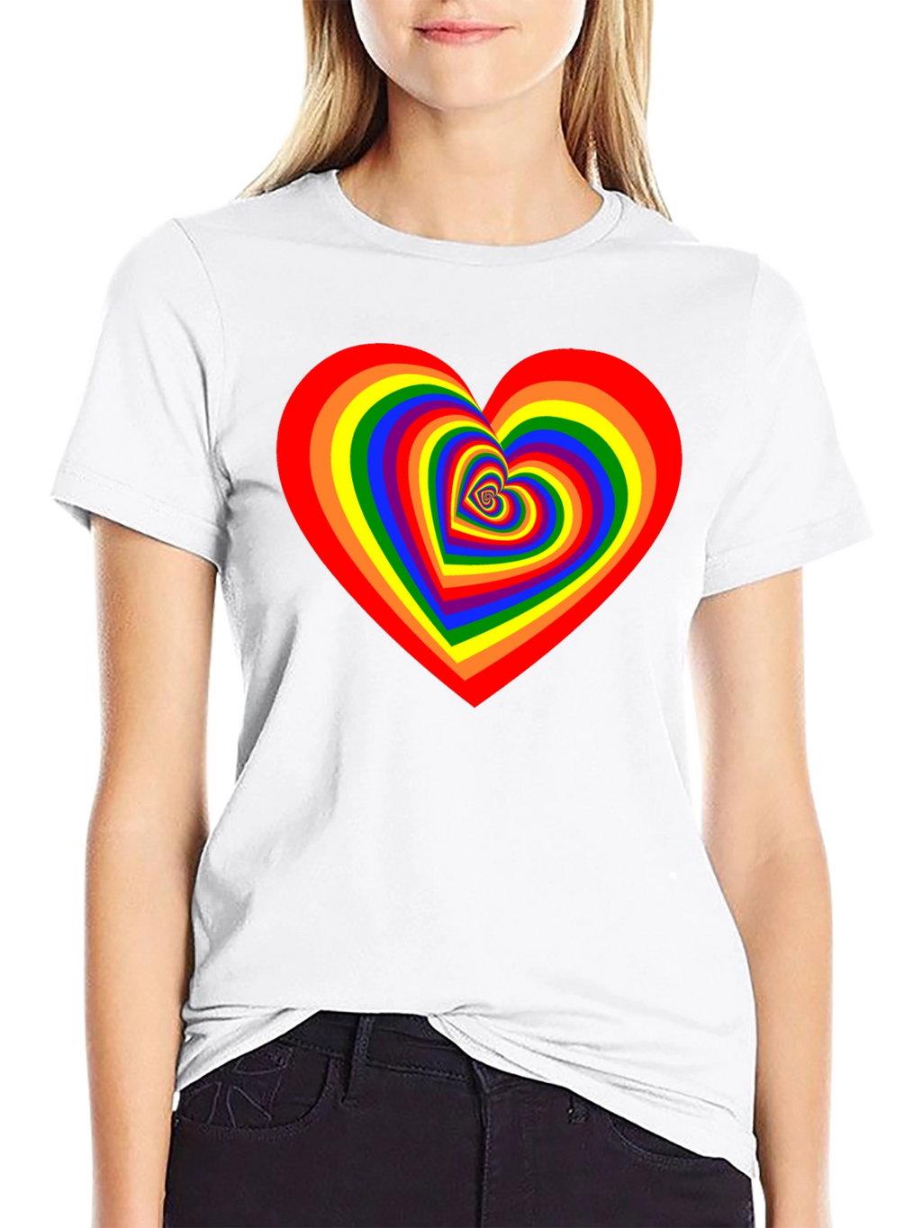Rainbow Heart Graphic Black T-Shirt