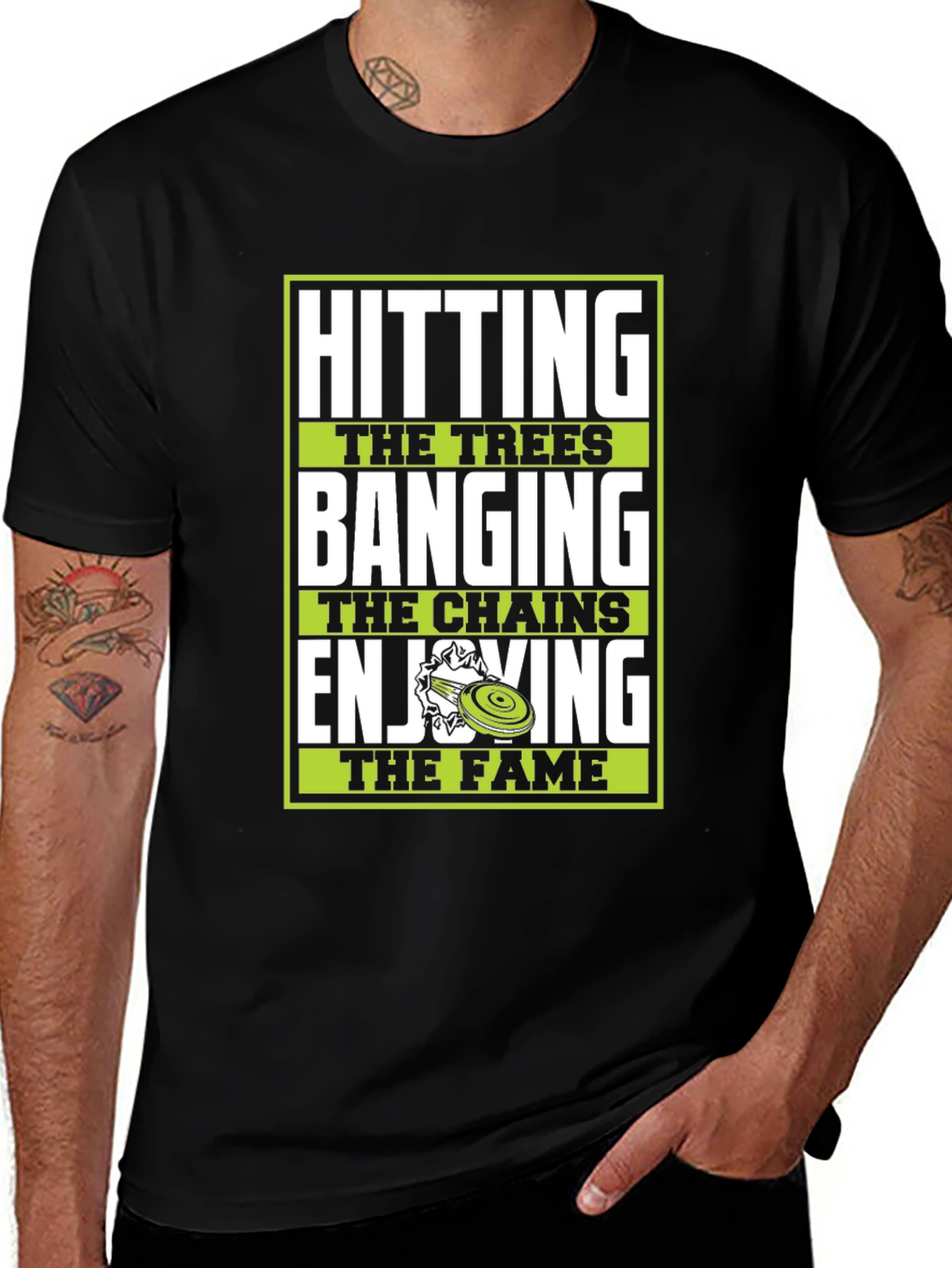 Disc Golf T-Shirt - Hitting Trees Banging Chains