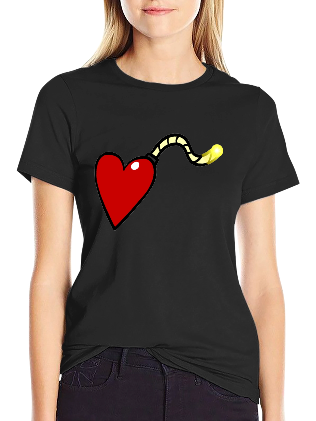 Heart Bomb Graphic Tee - Funny Love Explosion Shirt