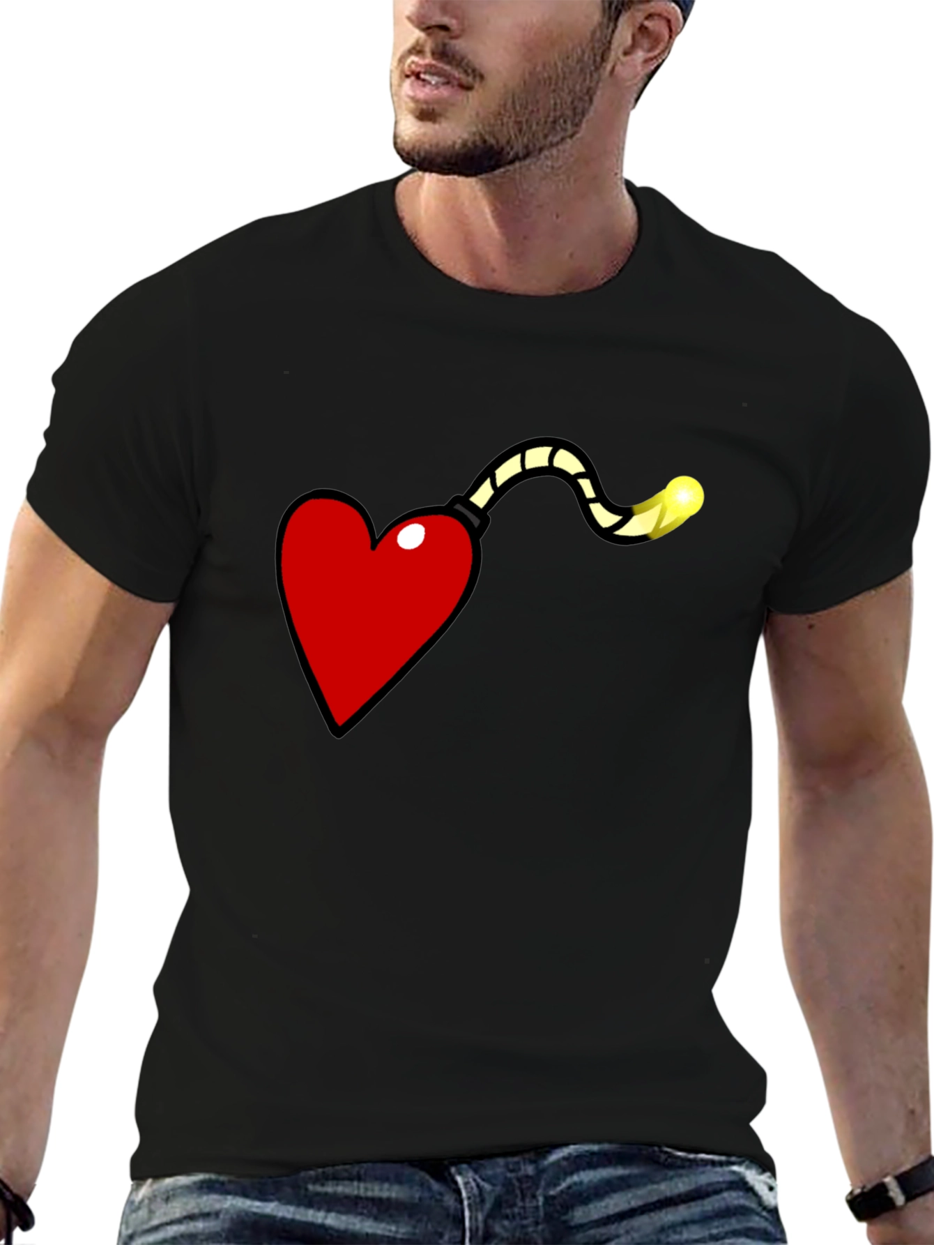 Heart Bomb Graphic Tee - Funny Love Explosion Shirt