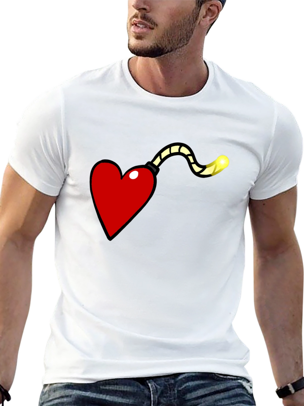 Heart Bomb Graphic Tee - Funny Love Explosion Shirt