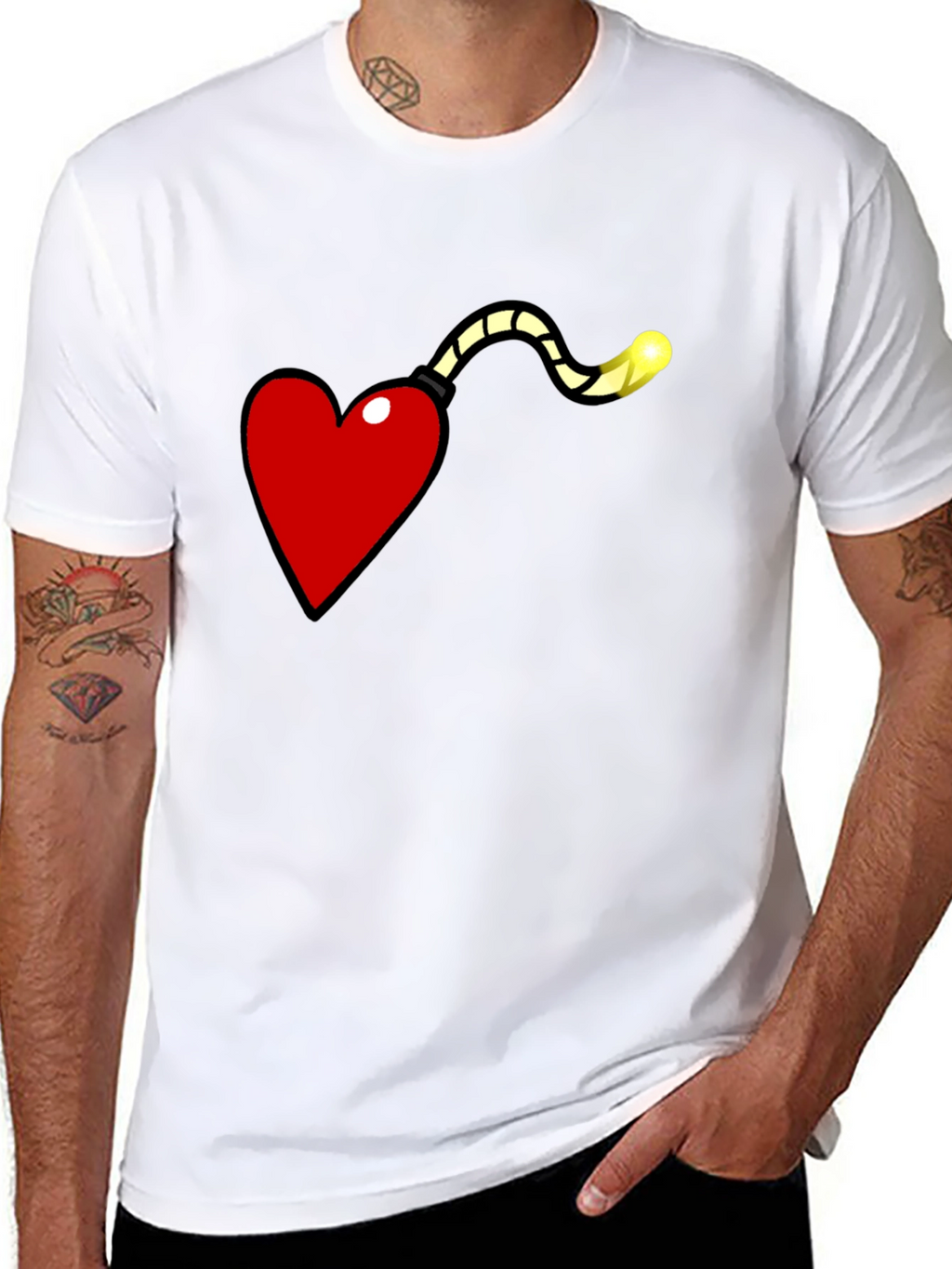 Heart Bomb Graphic Tee - Funny Love Explosion Shirt