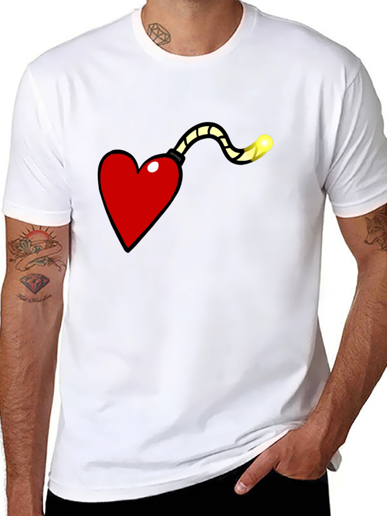 Heart Bomb Graphic Tee - Funny Love Explosion Shirt