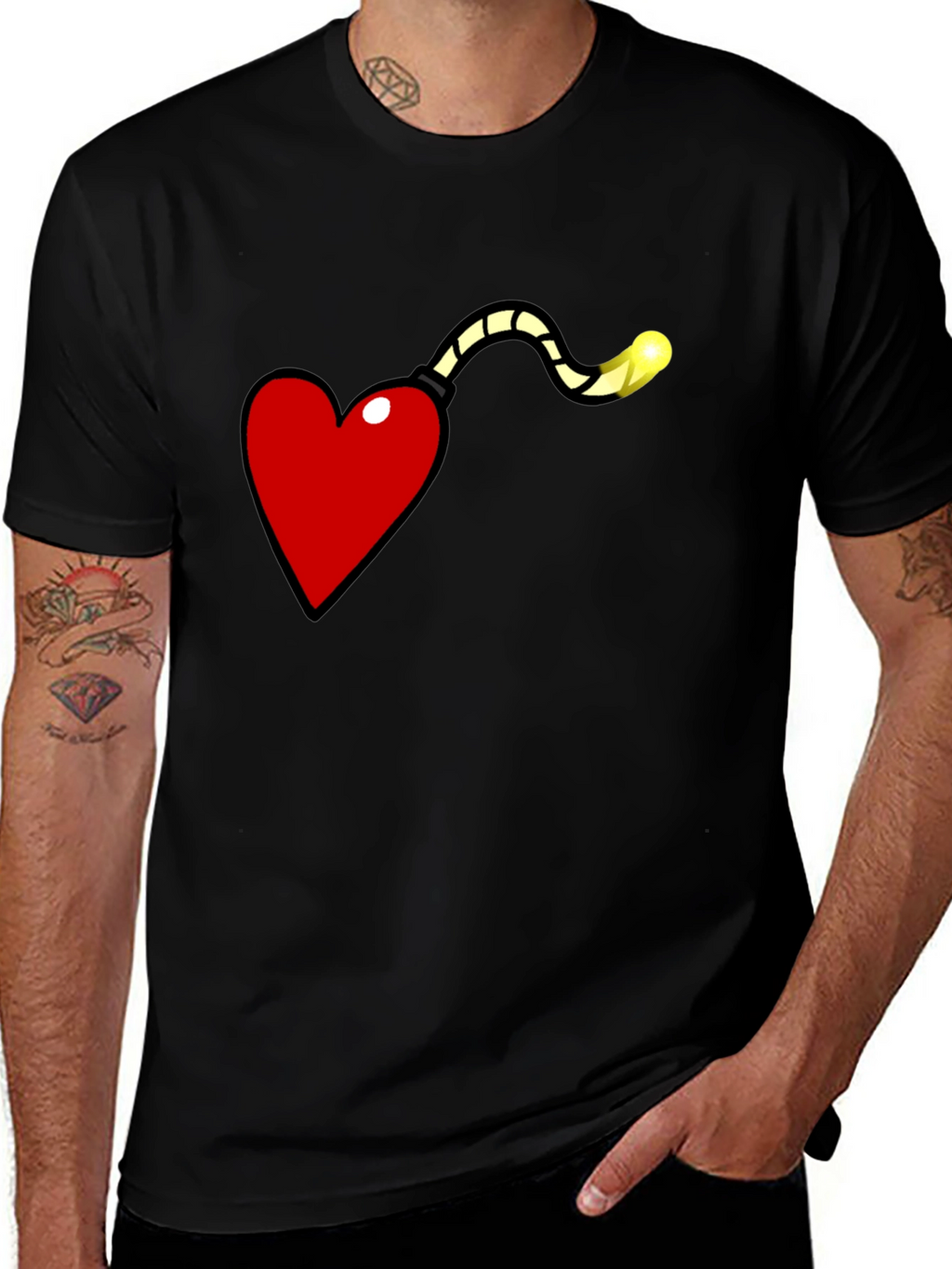 Heart Bomb Graphic Tee - Funny Love Explosion Shirt