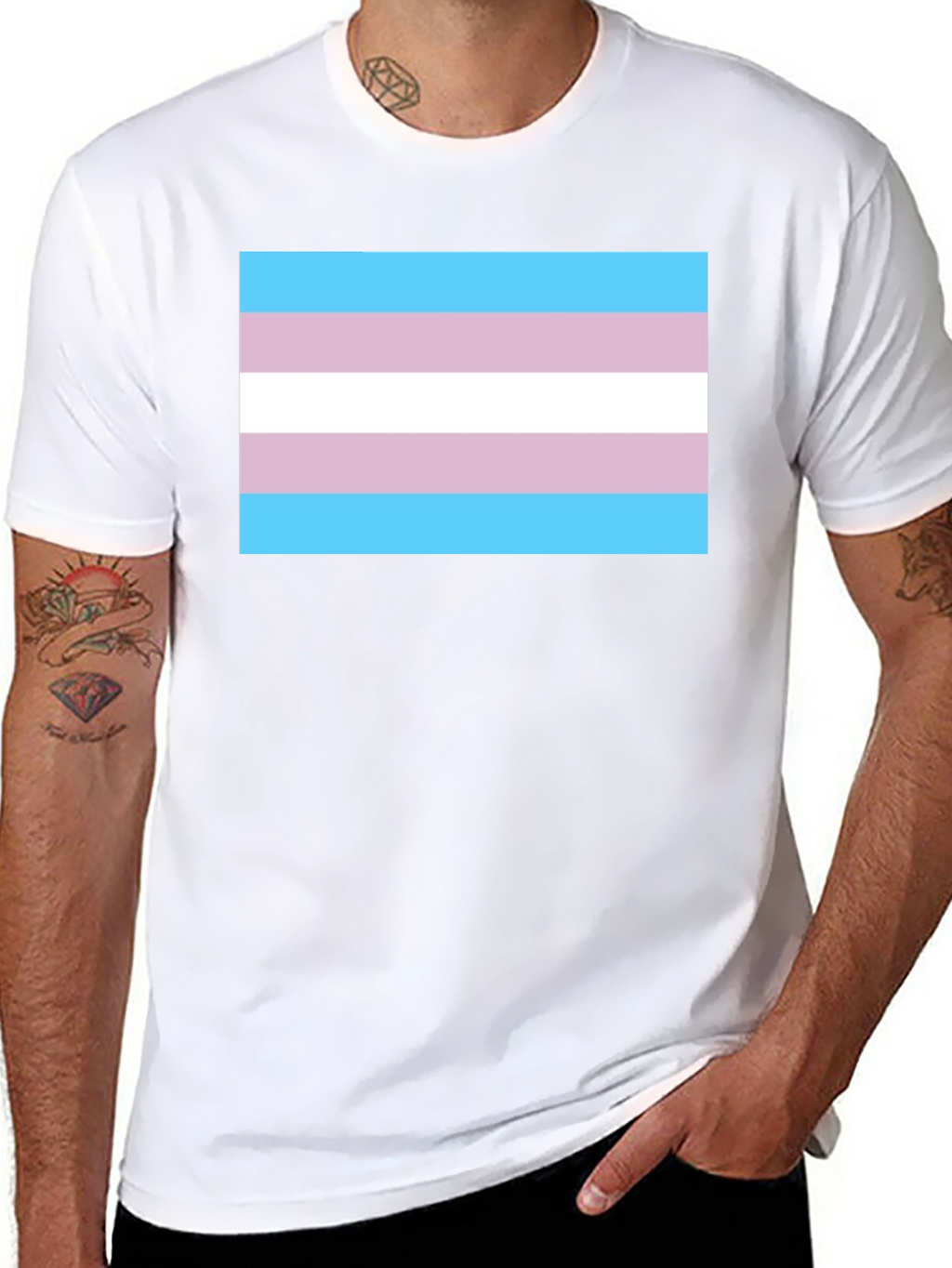 Transgender Pride Flag Graphic Tee - Black