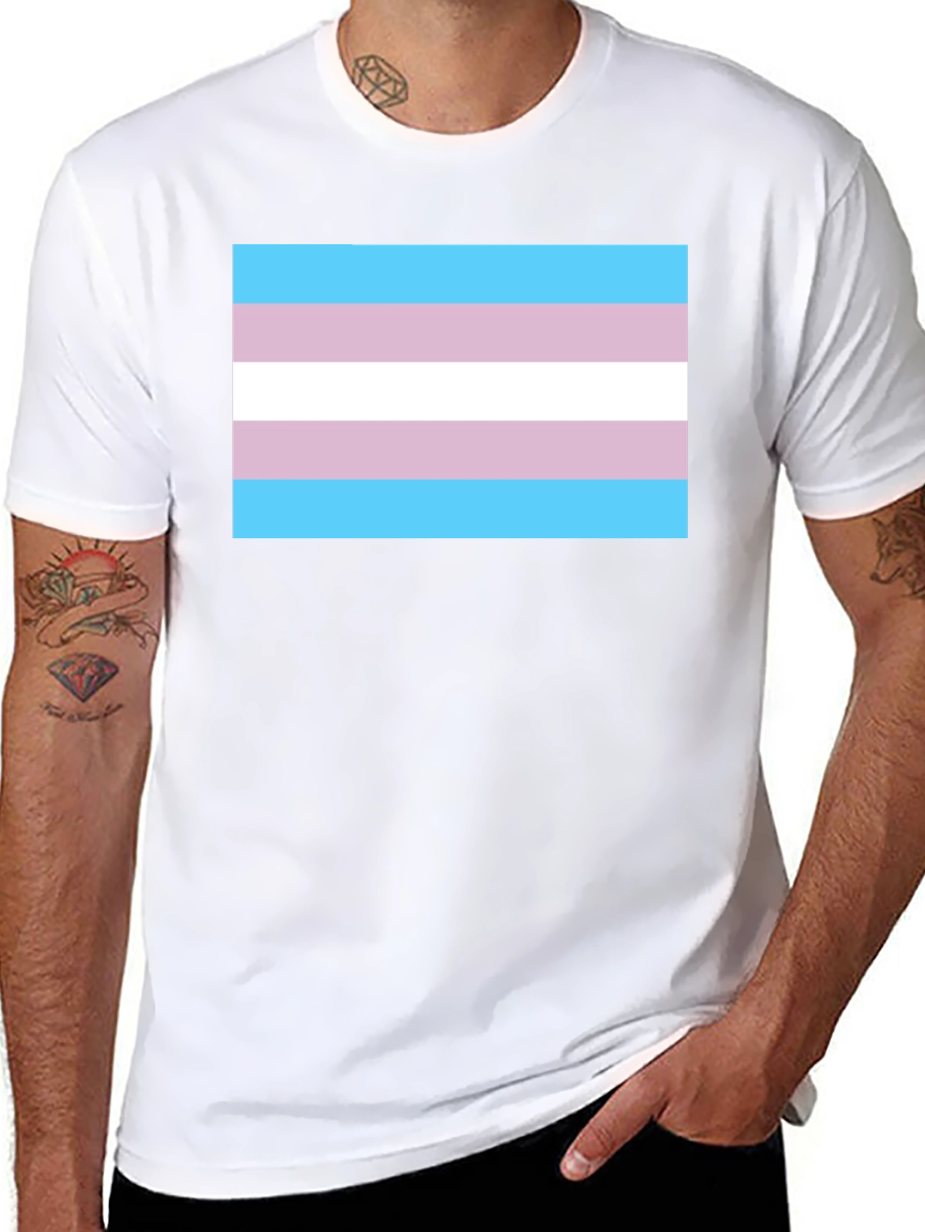 Transgender Pride Flag Graphic Tee - Black