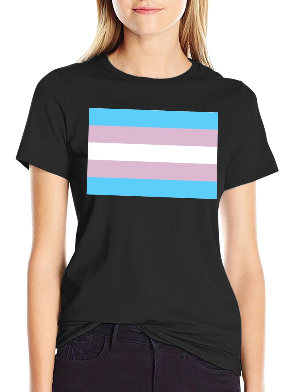 Transgender Pride Flag Graphic Tee - Black