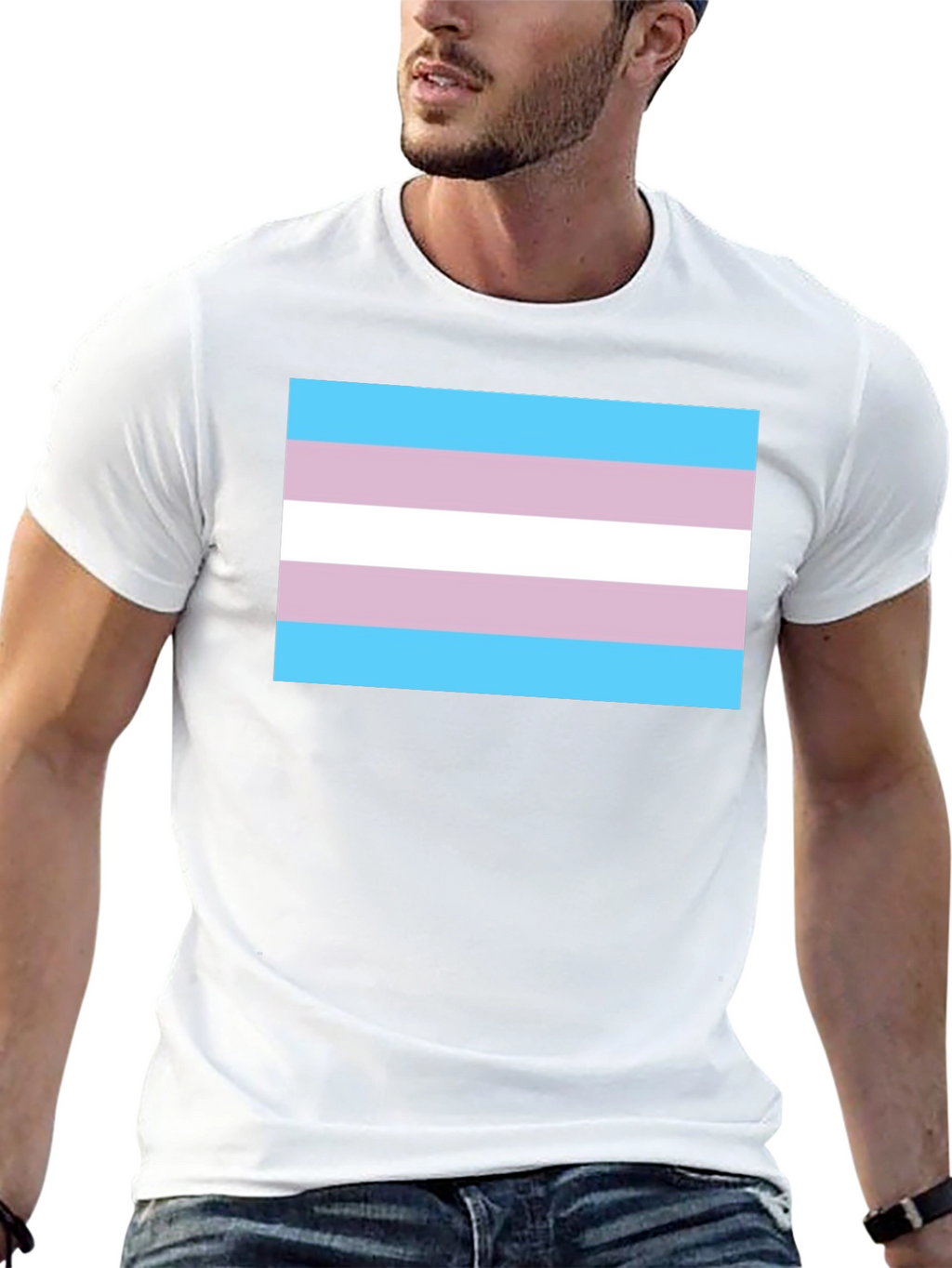 Transgender Pride Flag Graphic Tee - Black