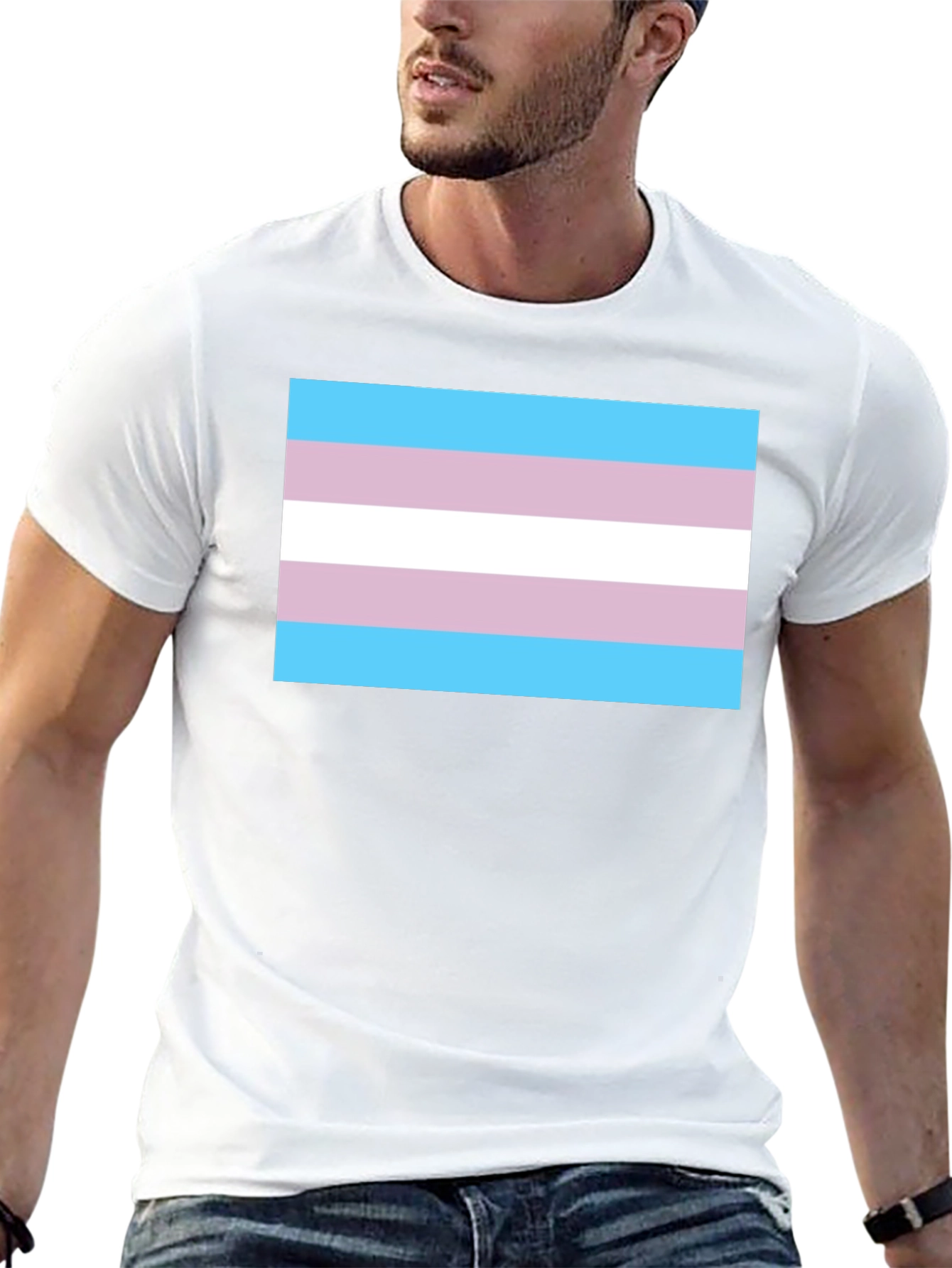 Transgender Pride Flag Graphic Tee - Black