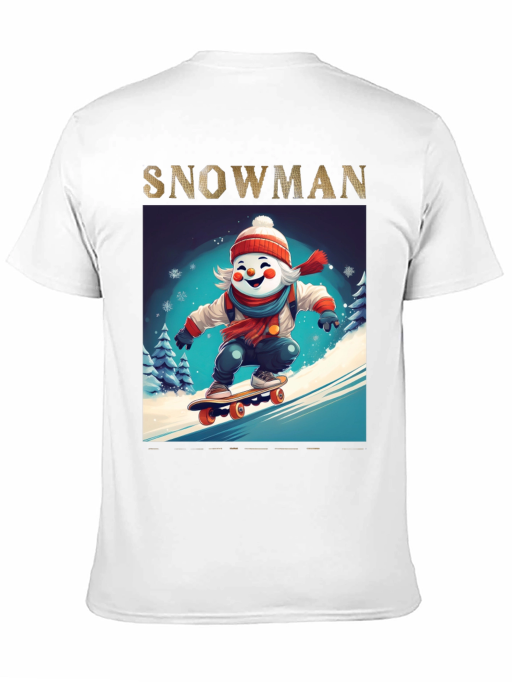 Snowman Skateboarder Graphic Tee