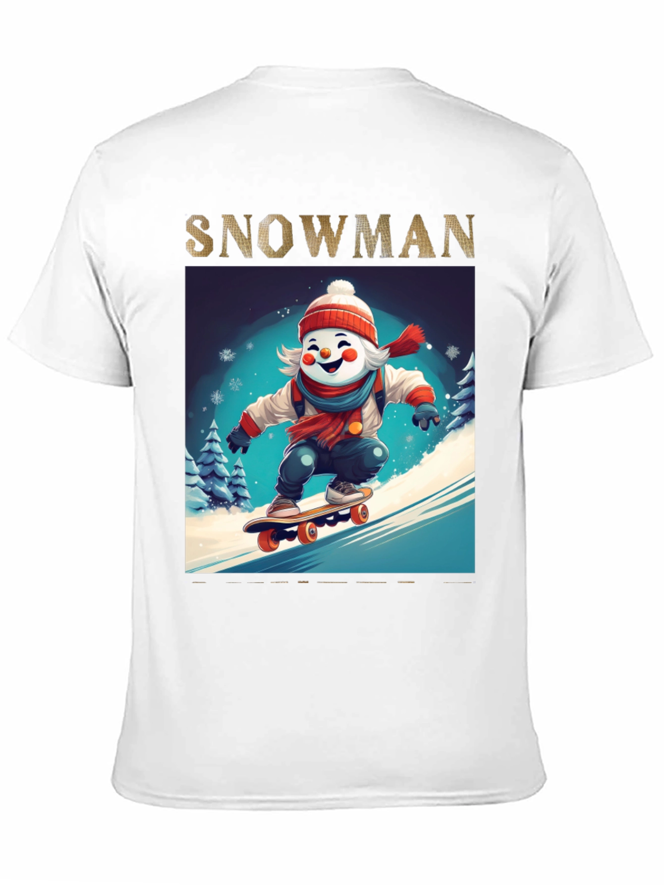 Snowman Skateboarder Graphic Tee