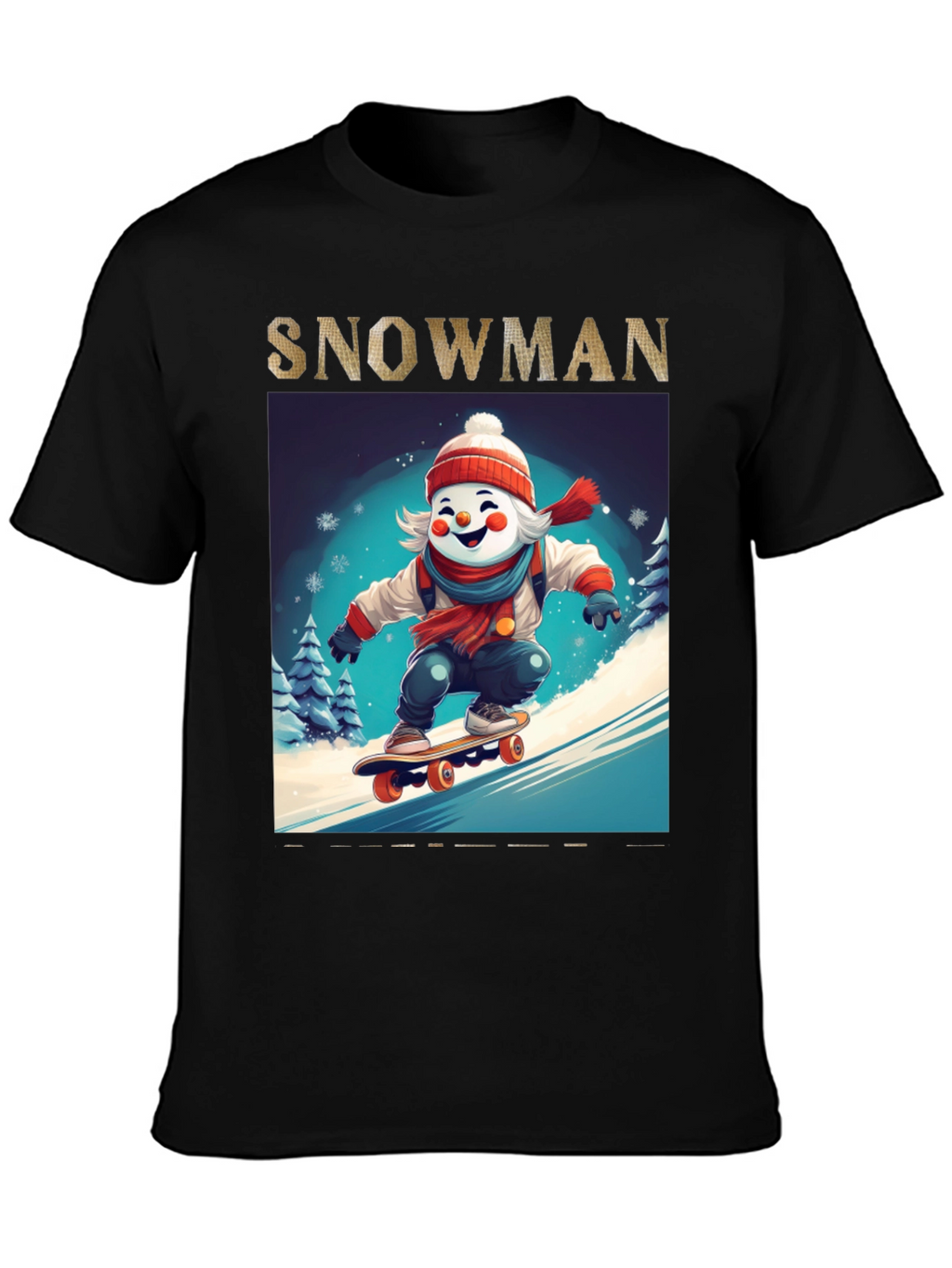 Snowman Skateboarder Graphic Tee