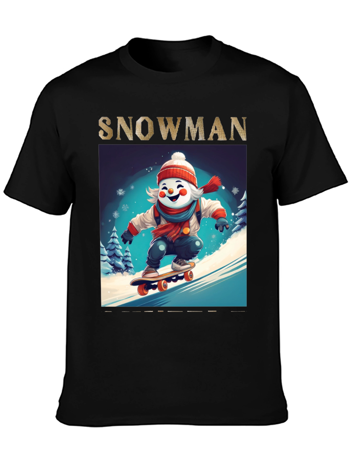 Snowman Skateboarder Graphic Tee