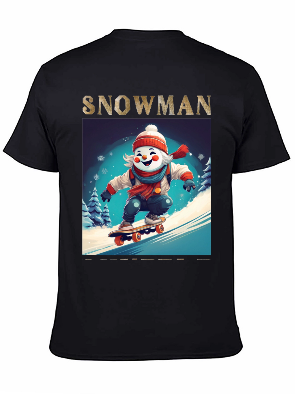 Snowman Skateboarder Graphic Tee