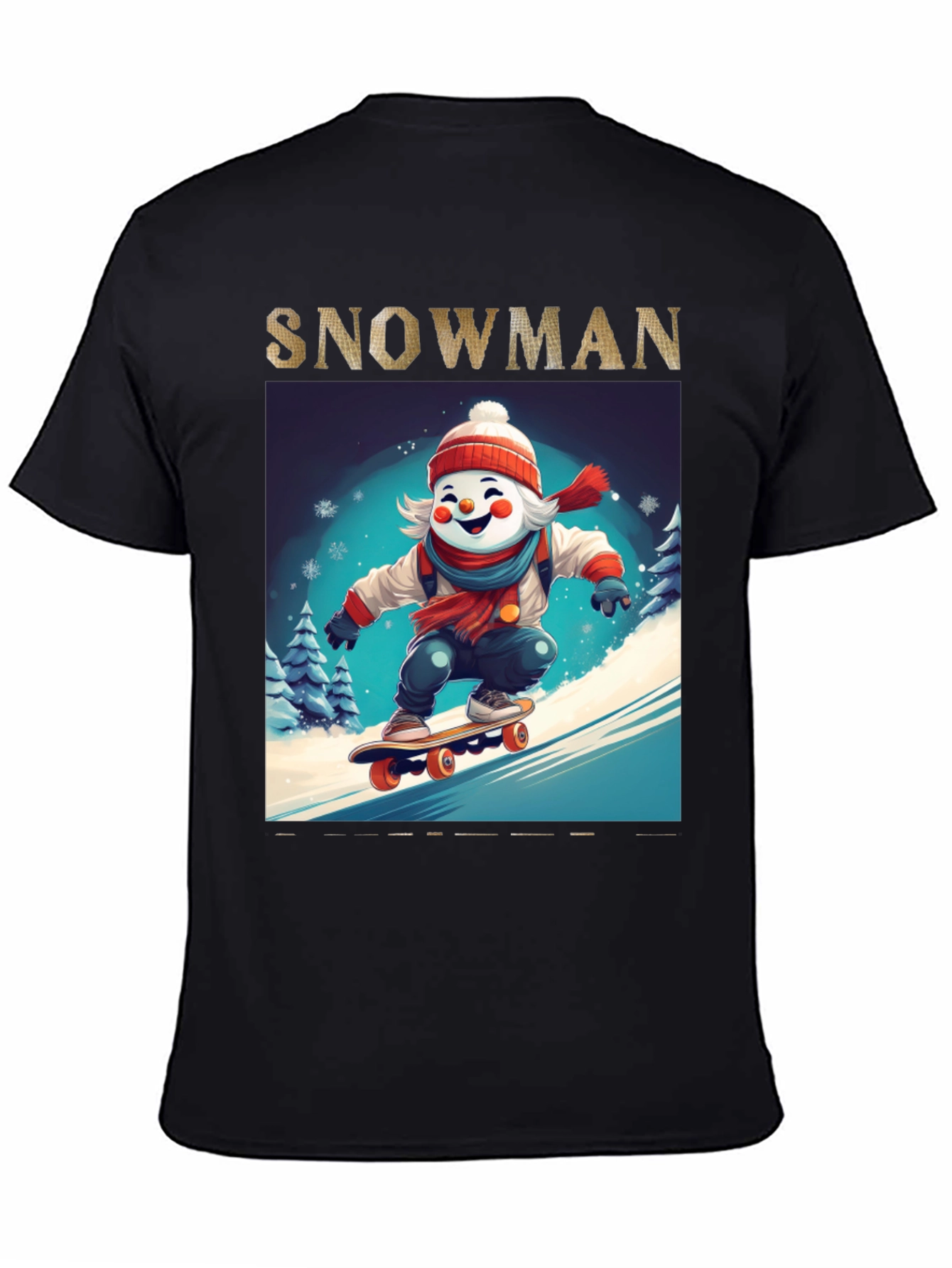 Snowman Skateboarder Graphic Tee