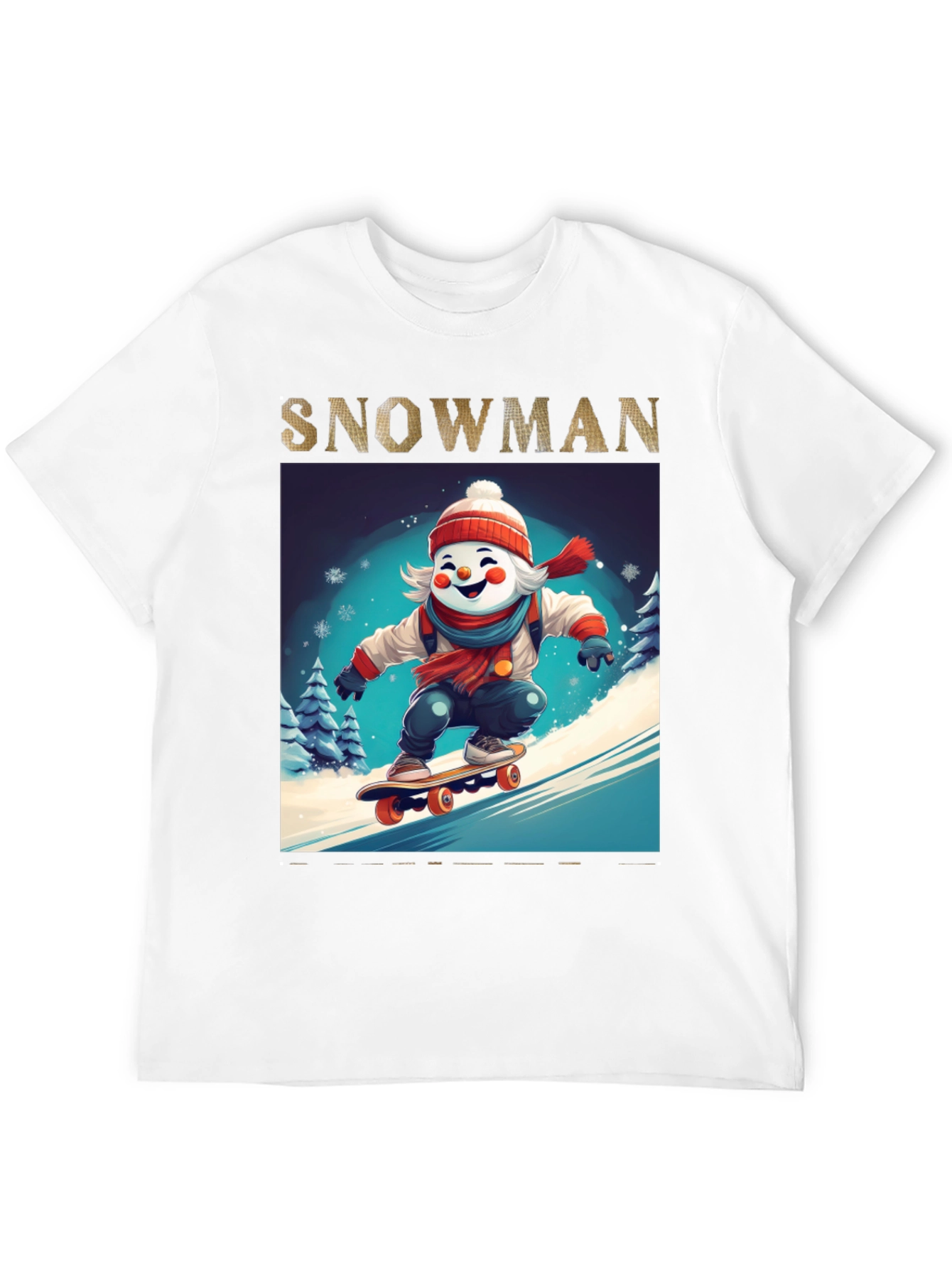 Snowman Skateboarder Graphic Tee
