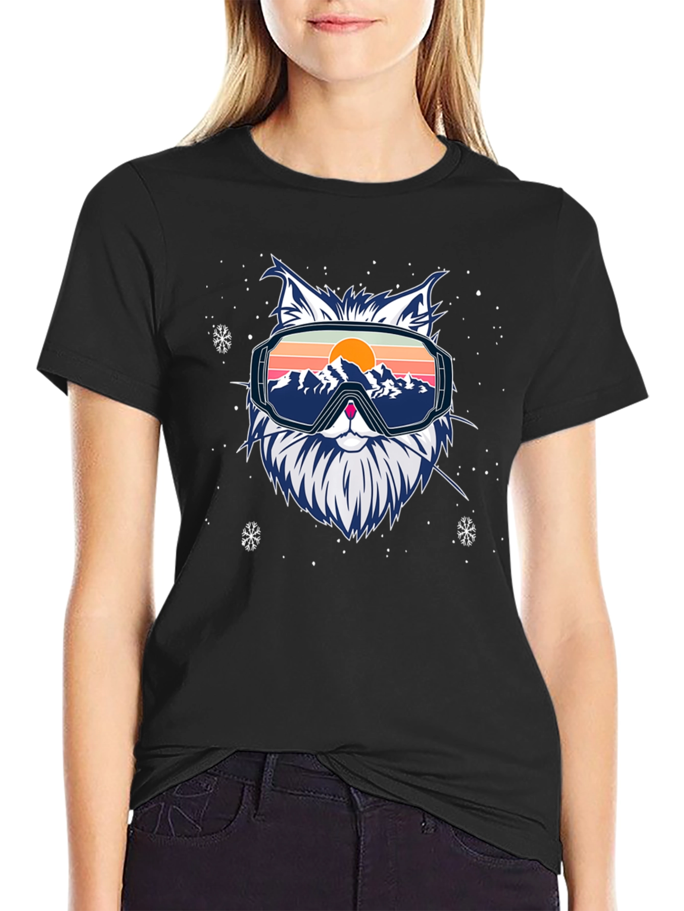 Cool Cat Ski Goggles Graphic Tee