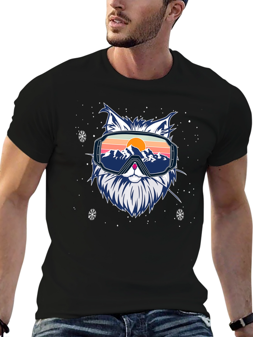 Cool Cat Ski Goggles Graphic Tee