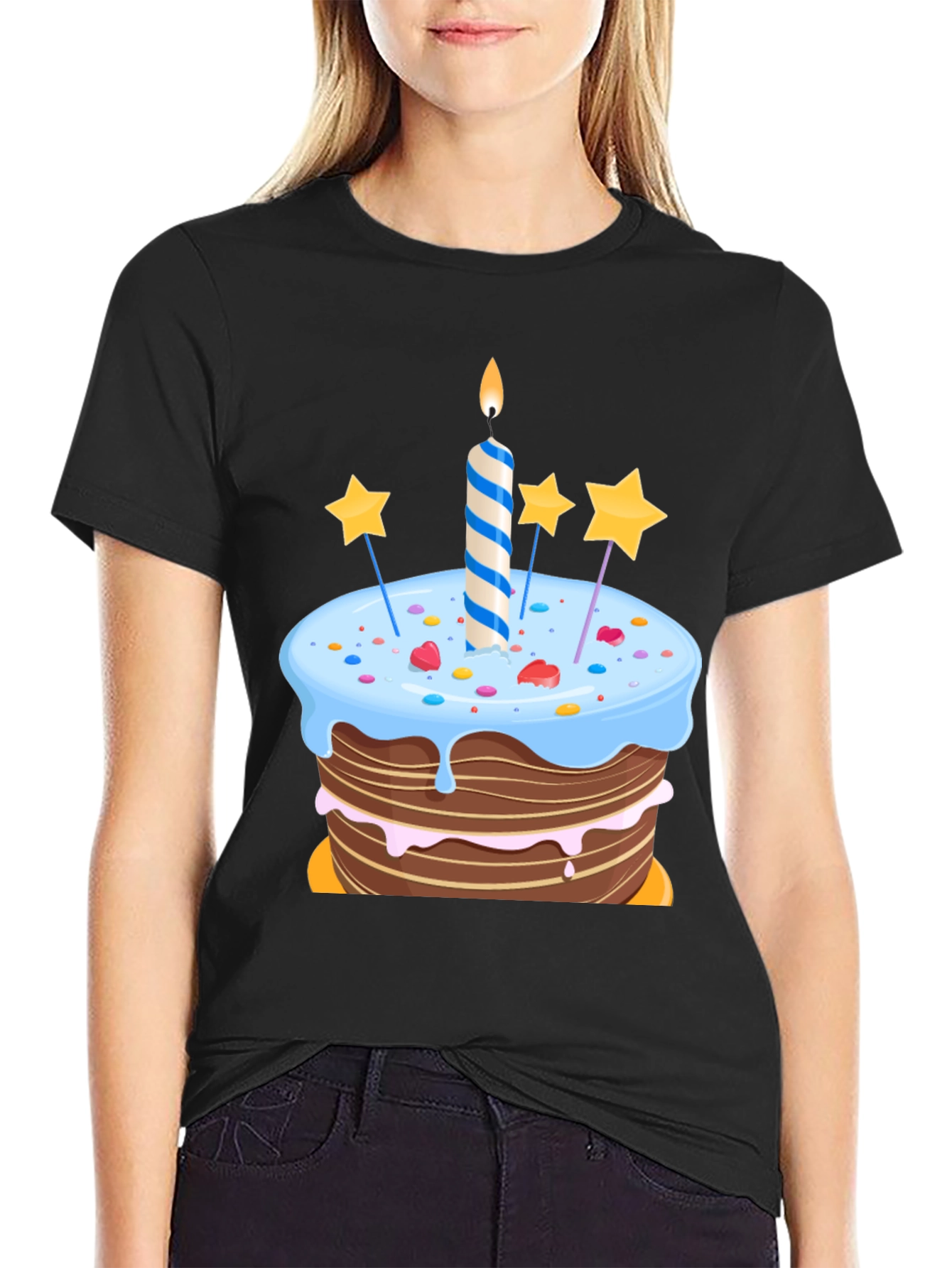 Birthday Cake Graphic Tee - Celebratory Style