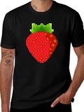 Pixel Strawberry Graphic Tee - Retro Gaming Style