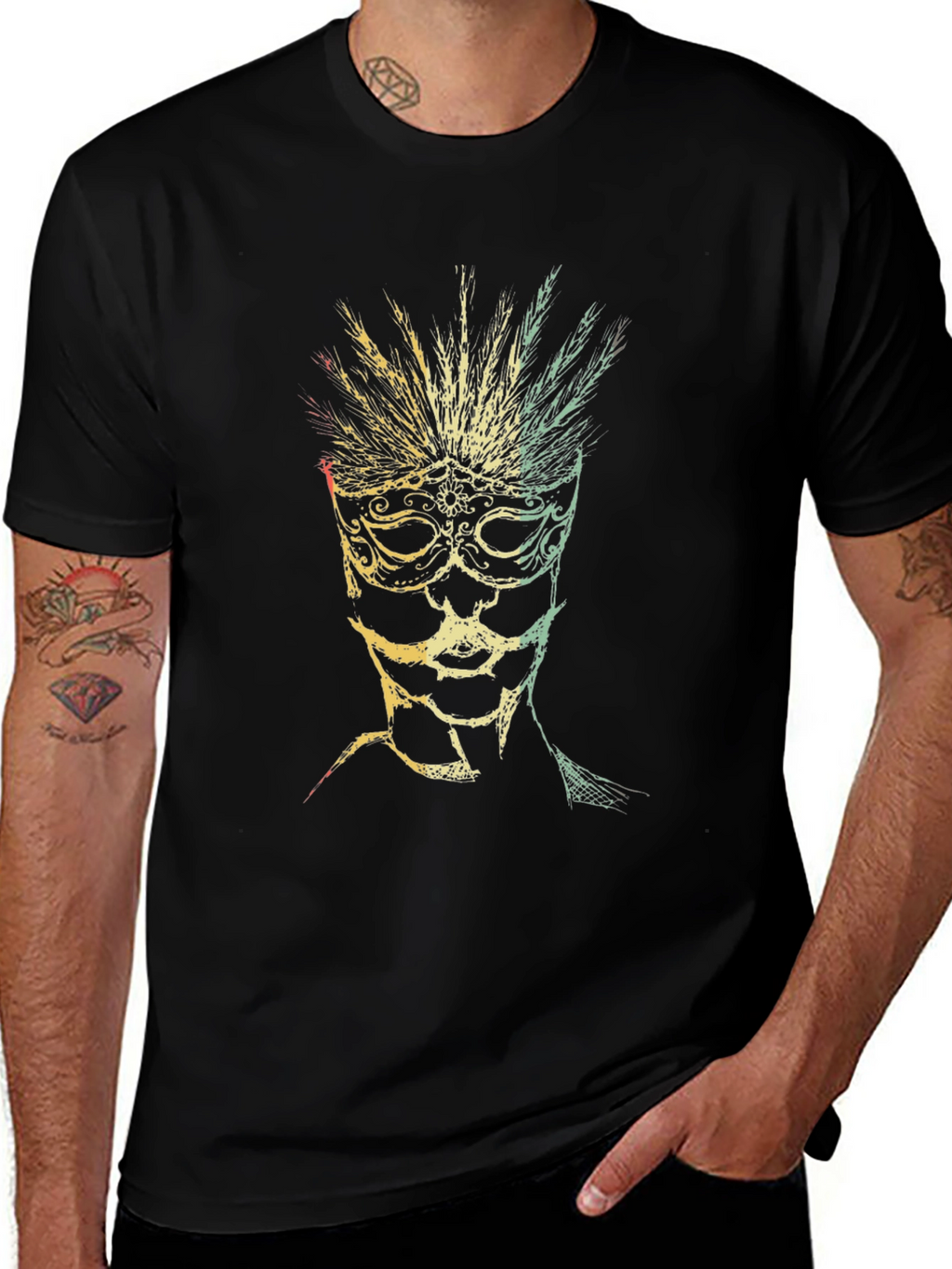 Mask Graphic Tee - Unique Design