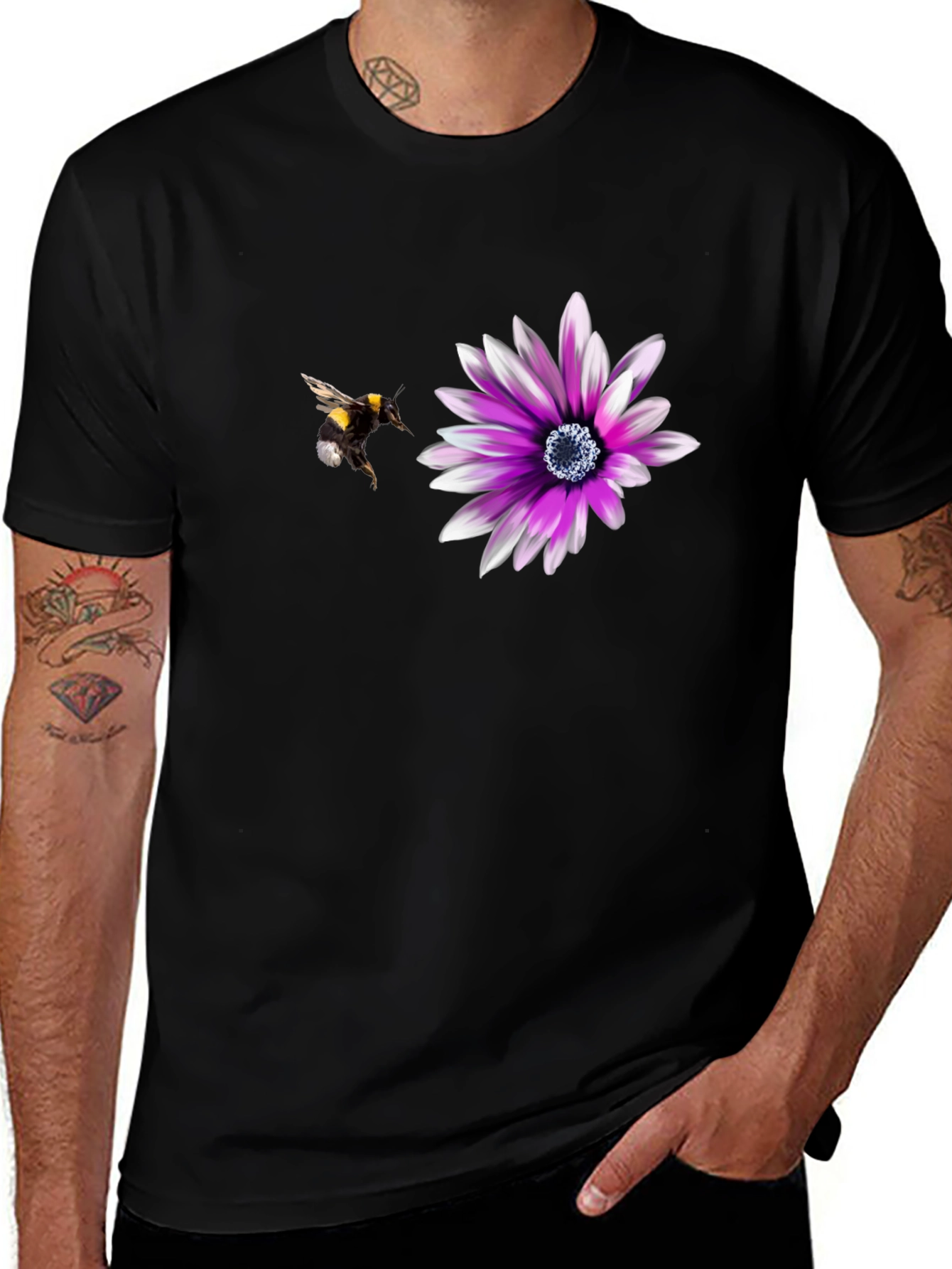Bee & Flower Graphic T-Shirt - Nature Lover Tee