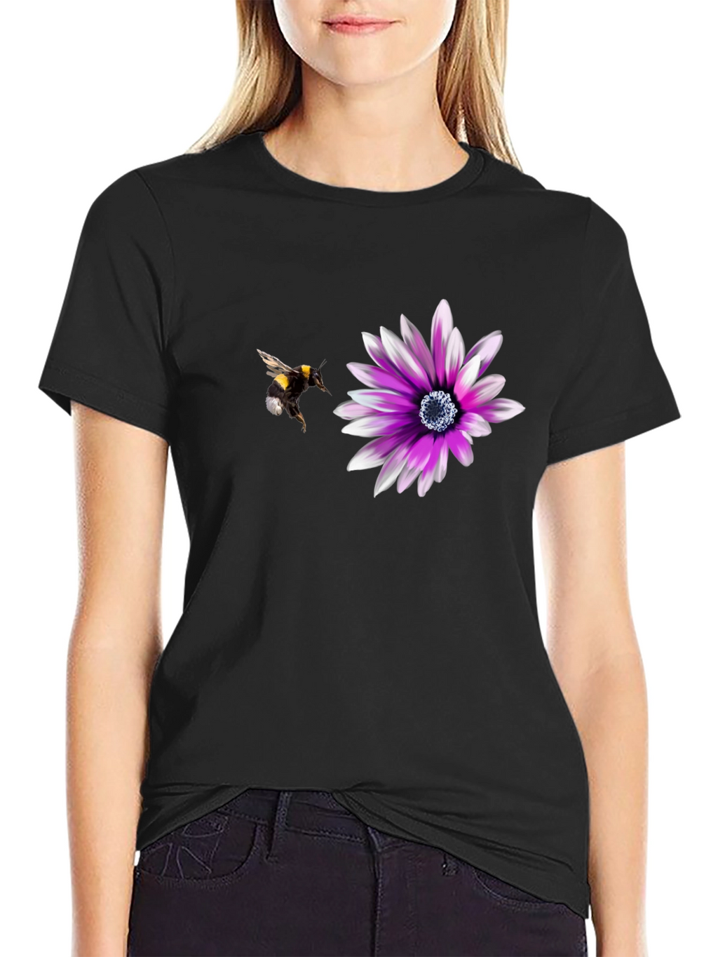 Bee & Flower Graphic T-Shirt - Nature Lover Tee