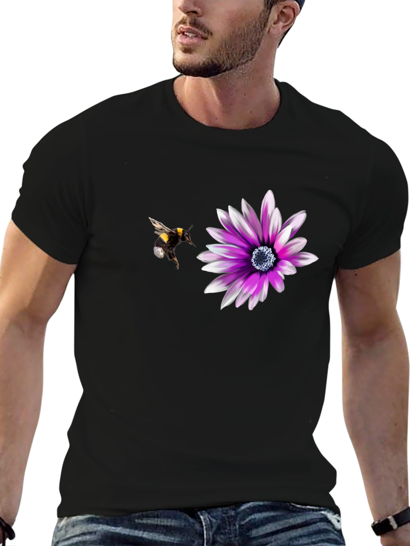 Bee & Flower Graphic T-Shirt - Nature Lover Tee