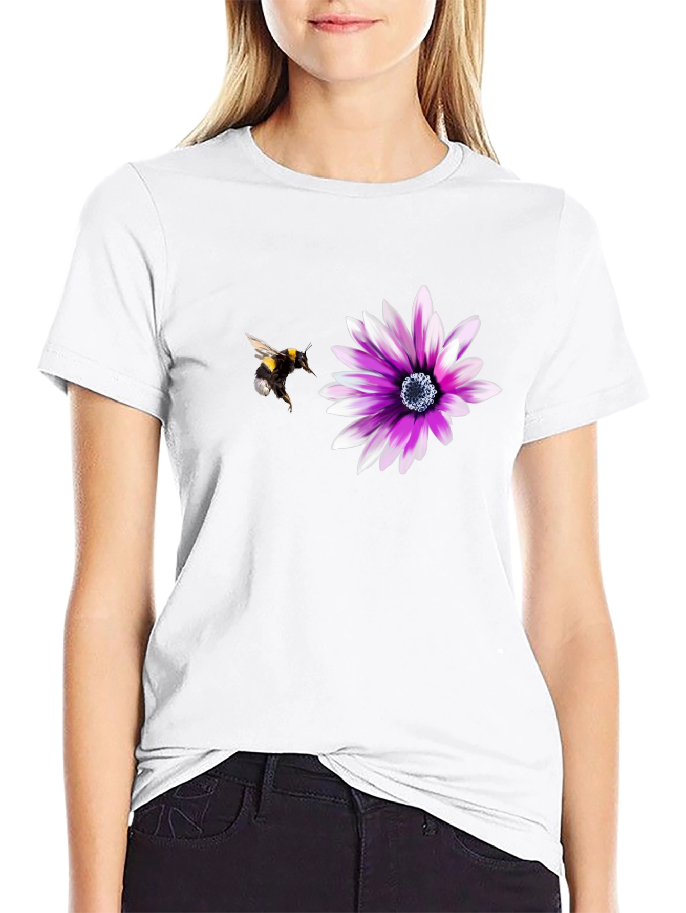 Bee & Flower Graphic T-Shirt - Nature Lover Tee