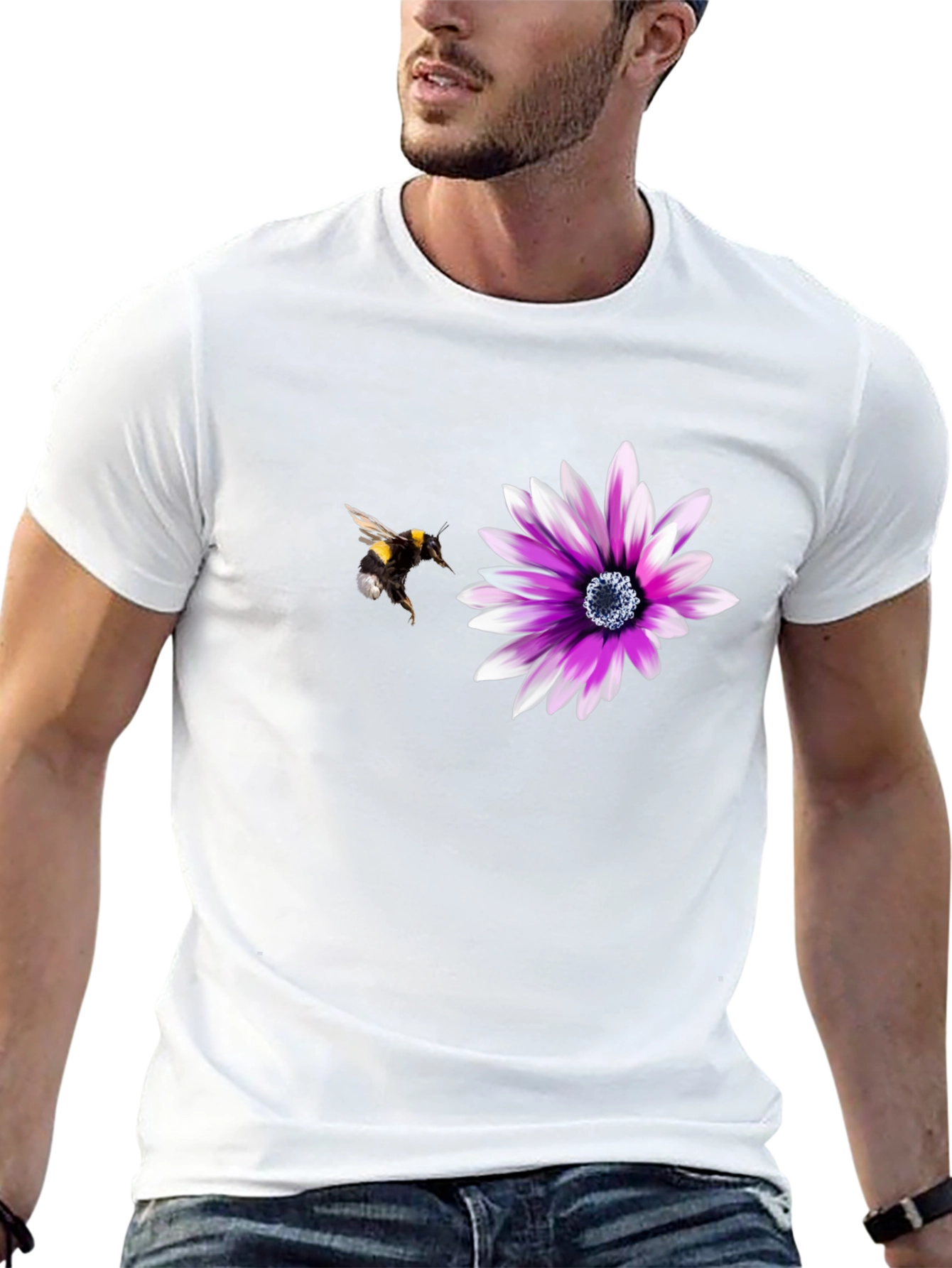 Bee & Flower Graphic T-Shirt - Nature Lover Tee