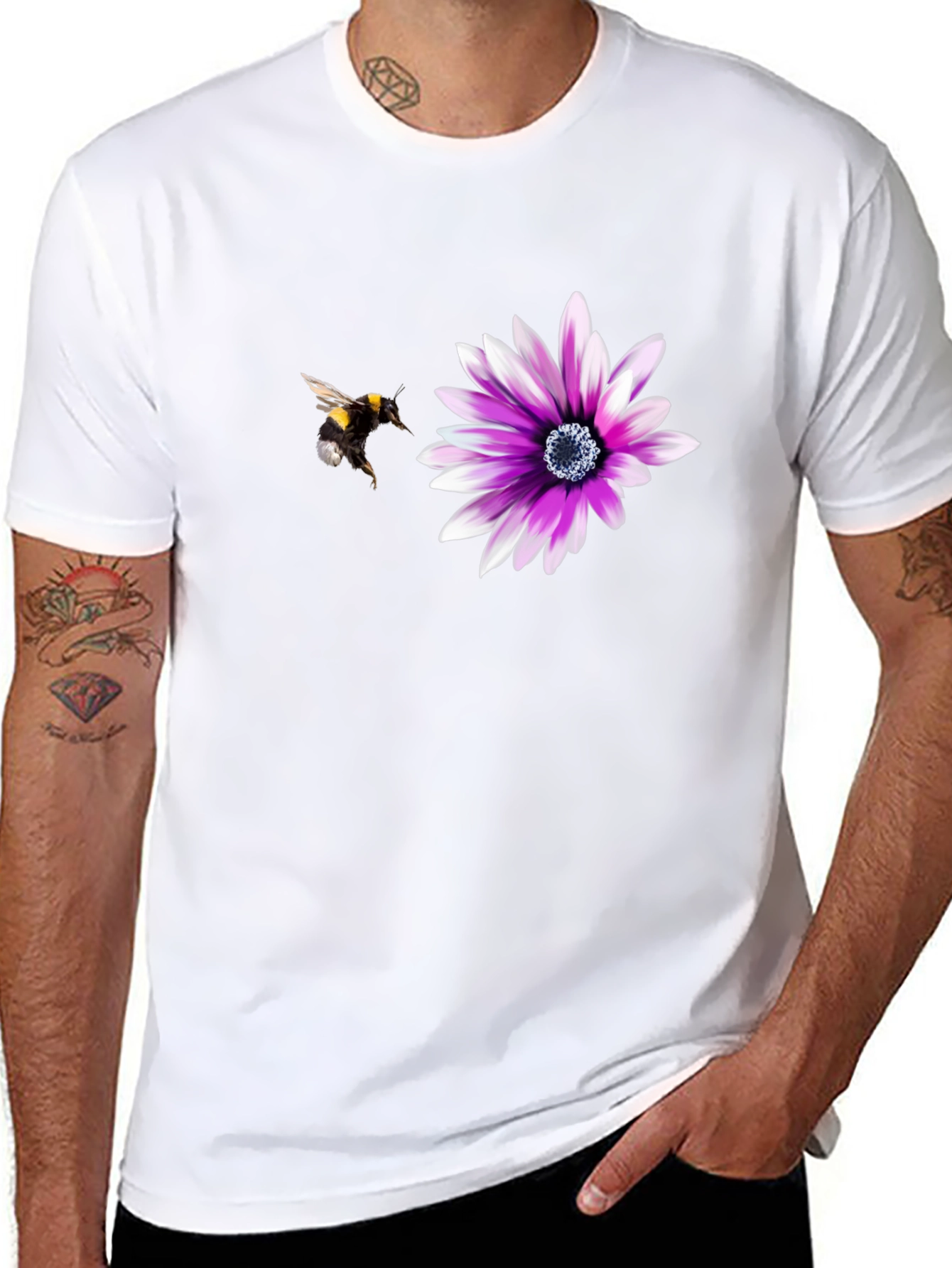 Bee & Flower Graphic T-Shirt - Nature Lover Tee