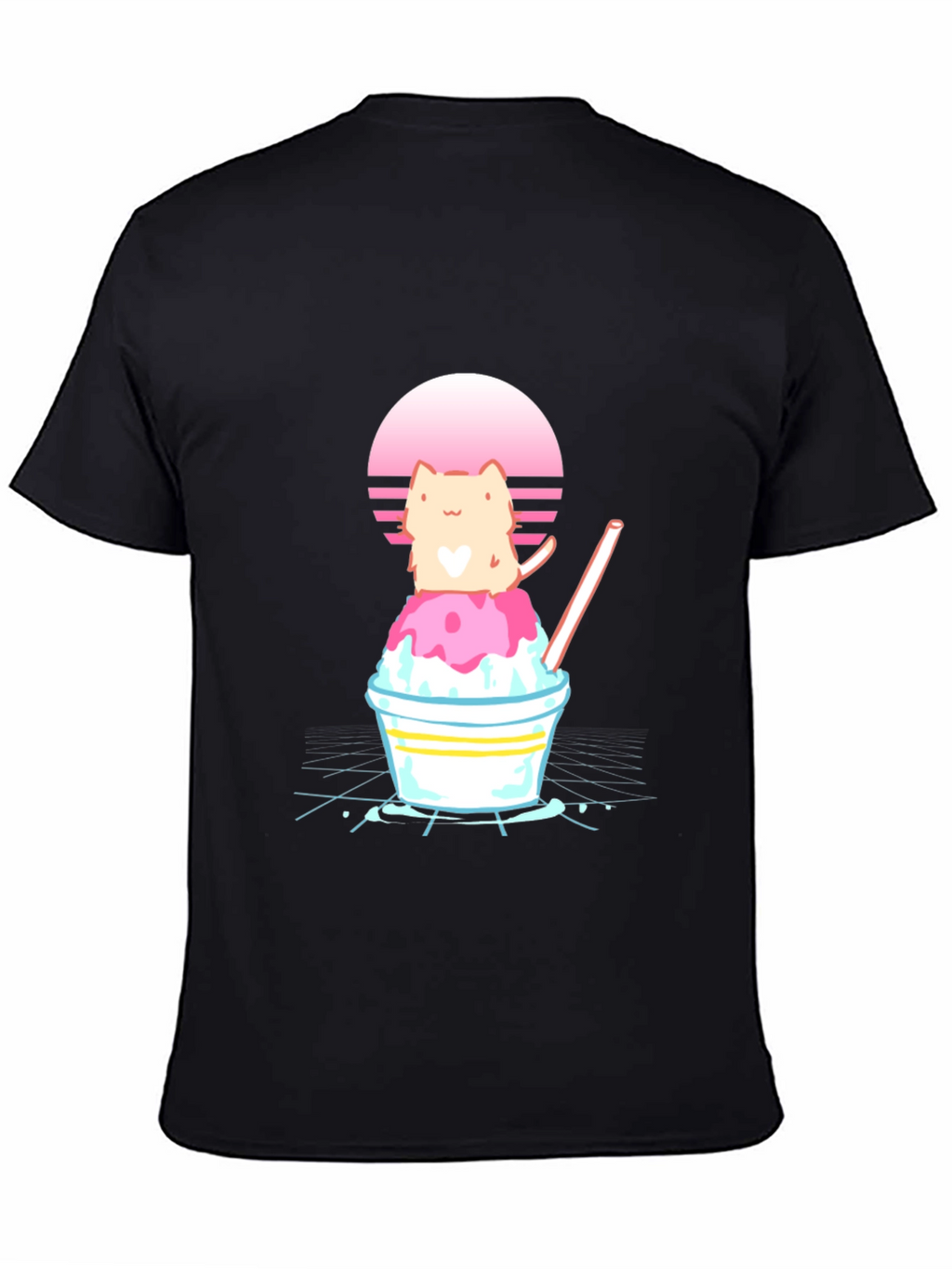 Cat on Shaved Ice T-Shirt - Retro Summer Vibes