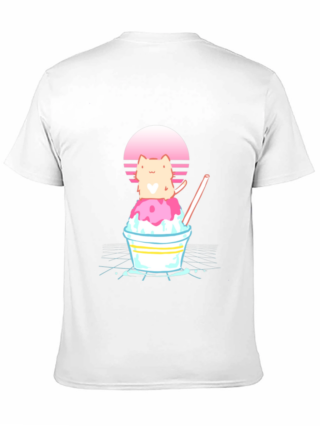Cat on Shaved Ice T-Shirt - Retro Summer Vibes