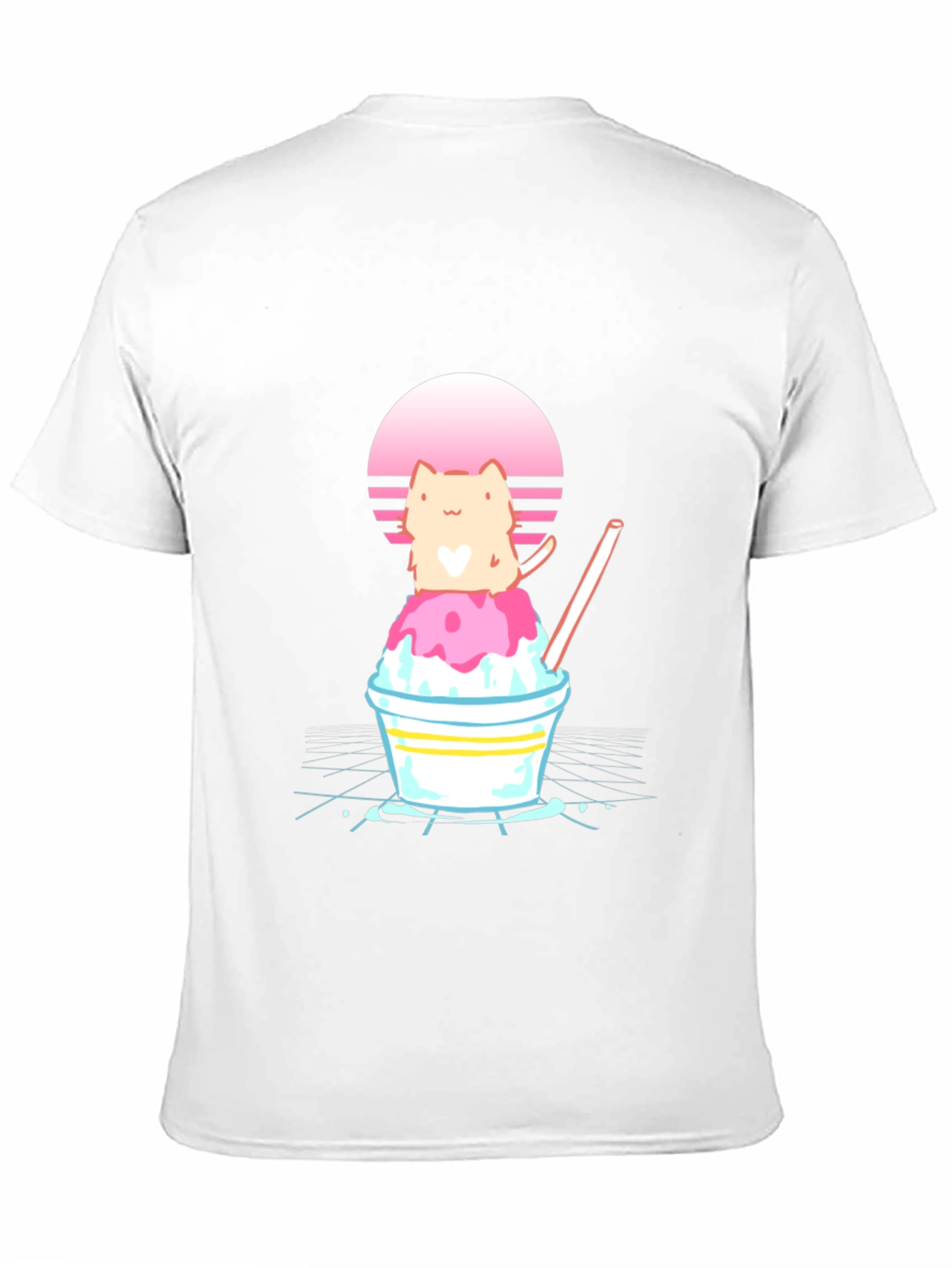 Cat on Shaved Ice T-Shirt - Retro Summer Vibes