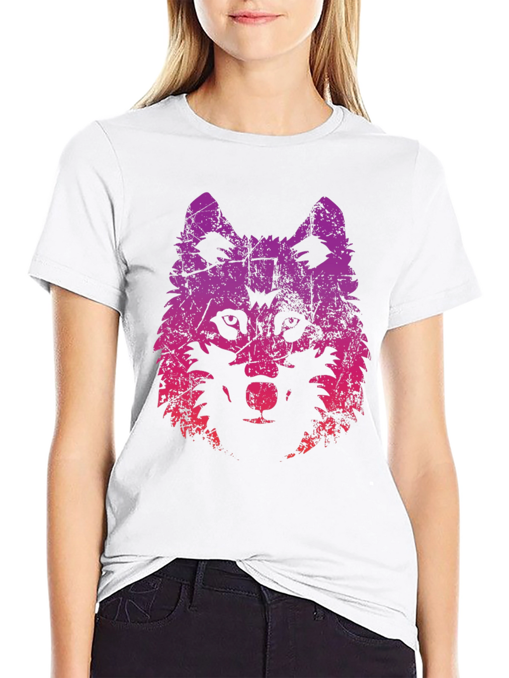 Wolf Graphic Print Tee - Trendy Black T-Shirt