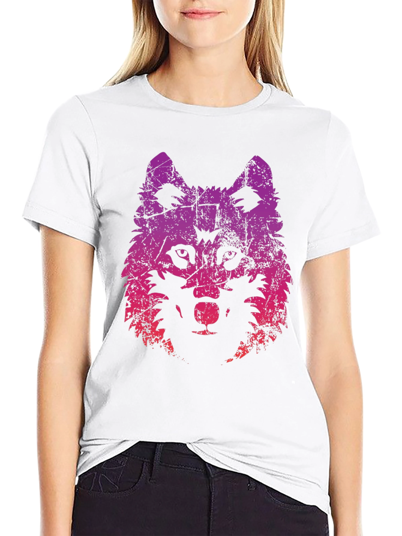 Wolf Graphic Print Tee - Trendy Black T-Shirt
