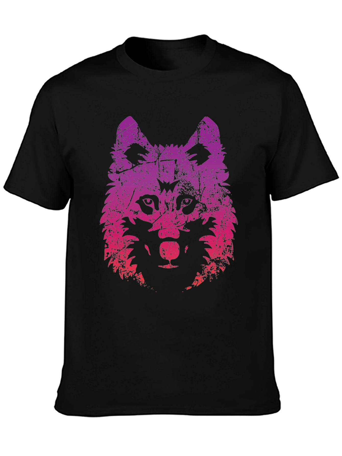 Wolf Graphic Print Tee - Trendy Black T-Shirt