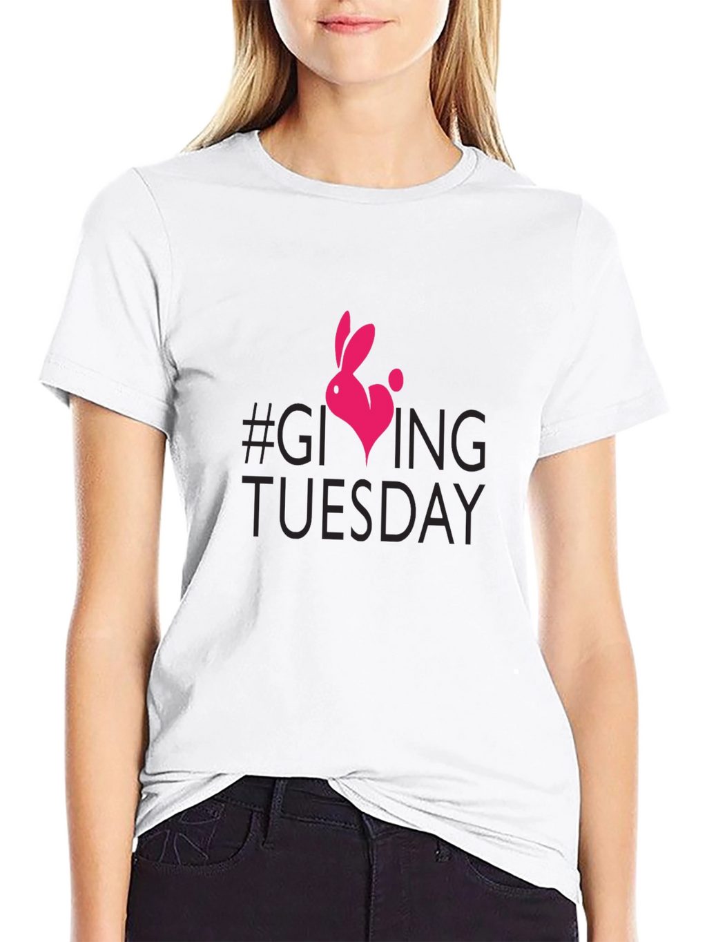 Giving Tuesday Pink Rabbit Heart T-Shirt