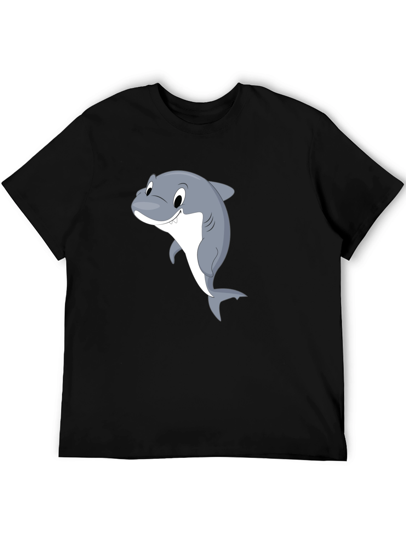 Cartoon Shark Black T-Shirt