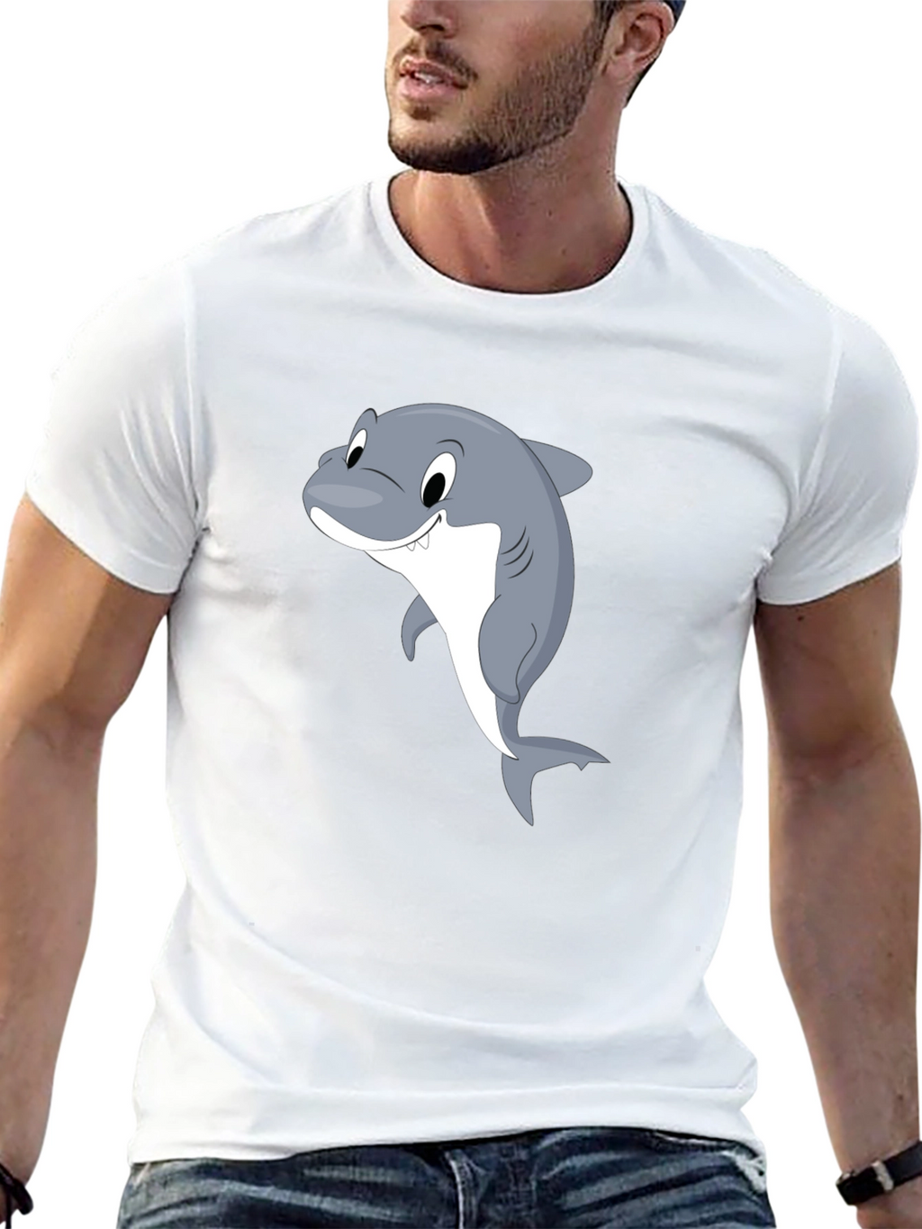 Cartoon Shark Black T-Shirt