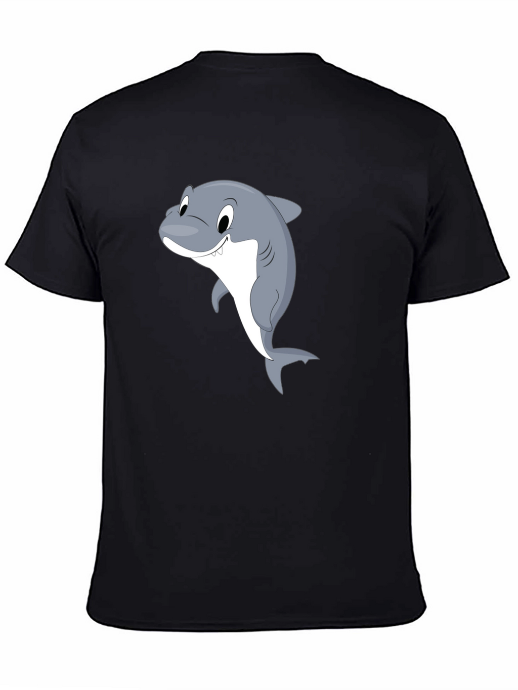 Cartoon Shark Black T-Shirt