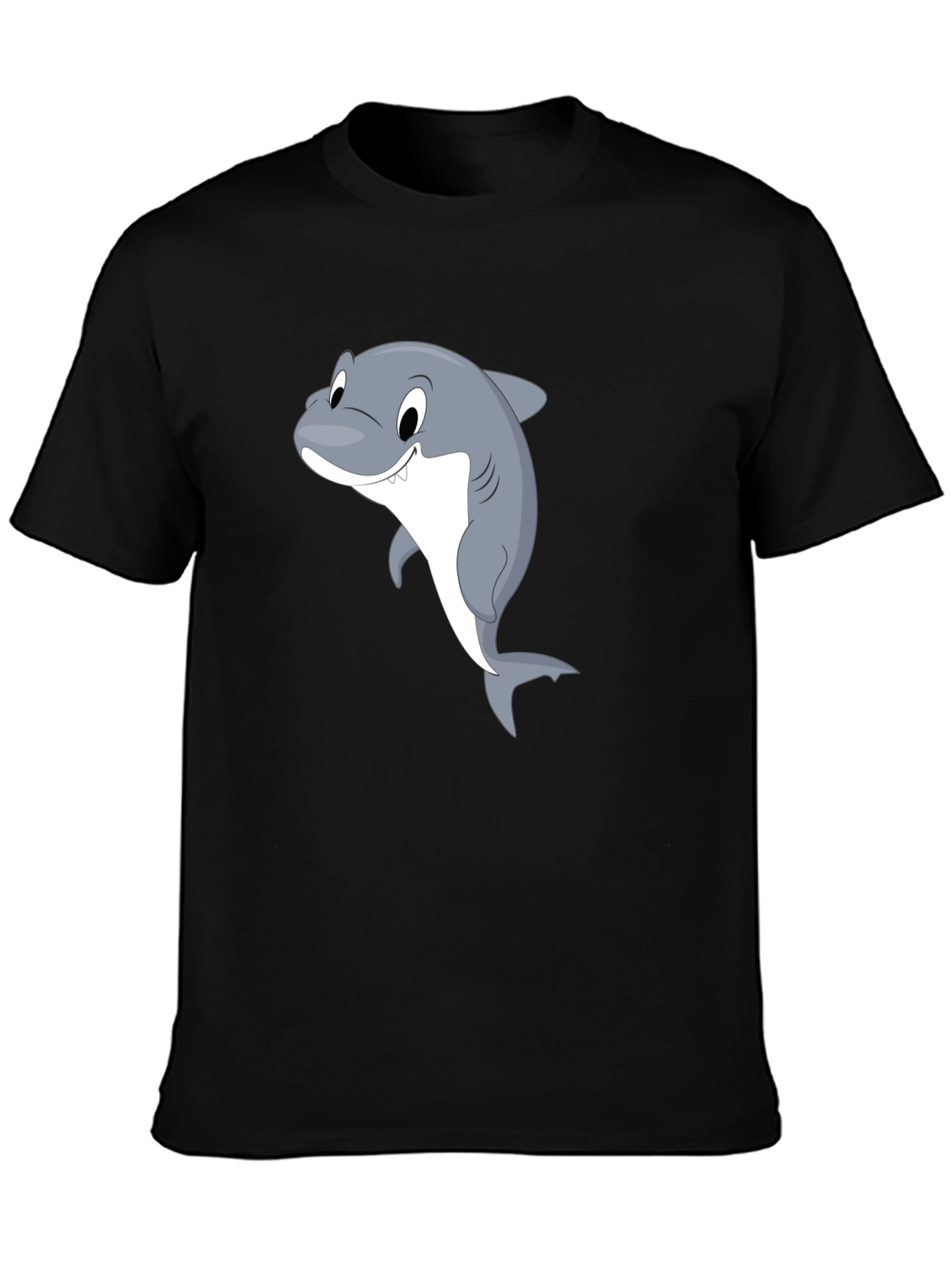 Cartoon Shark Black T-Shirt