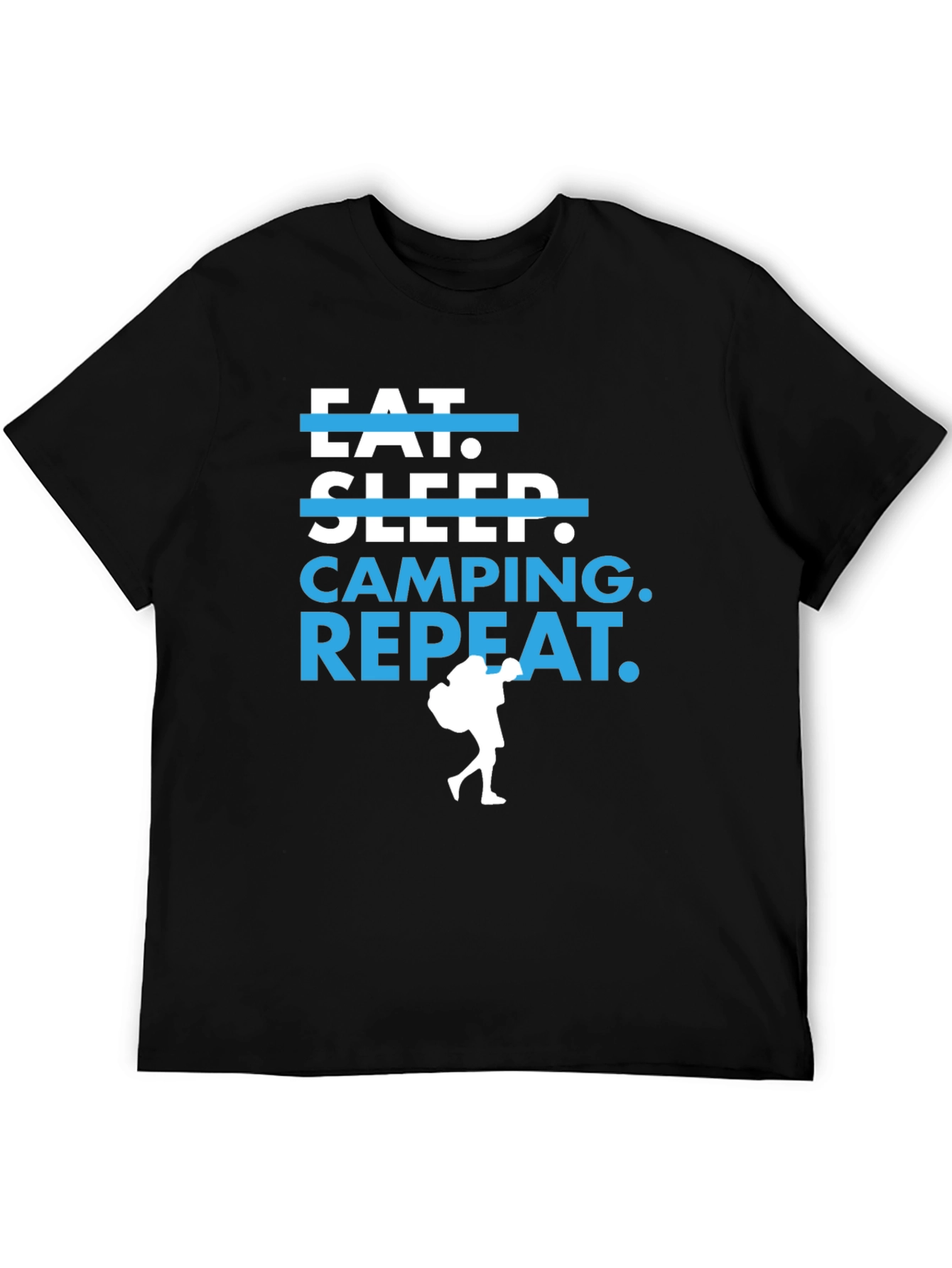 Eat Sleep Camping Repeat Black Graphic Tee