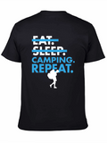 Eat Sleep Camping Repeat Black Graphic Tee