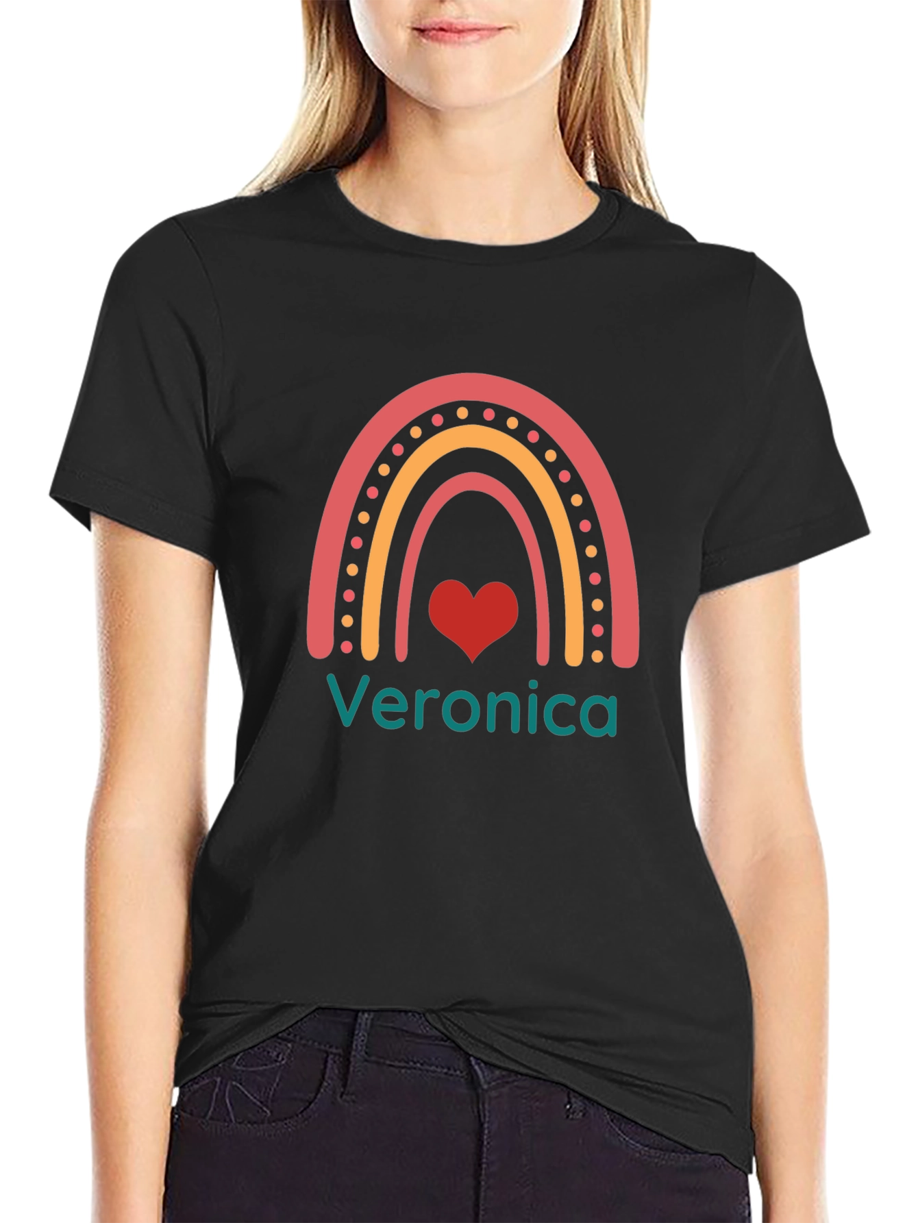 Veronica Rainbow Heart Personalized T-Shirt